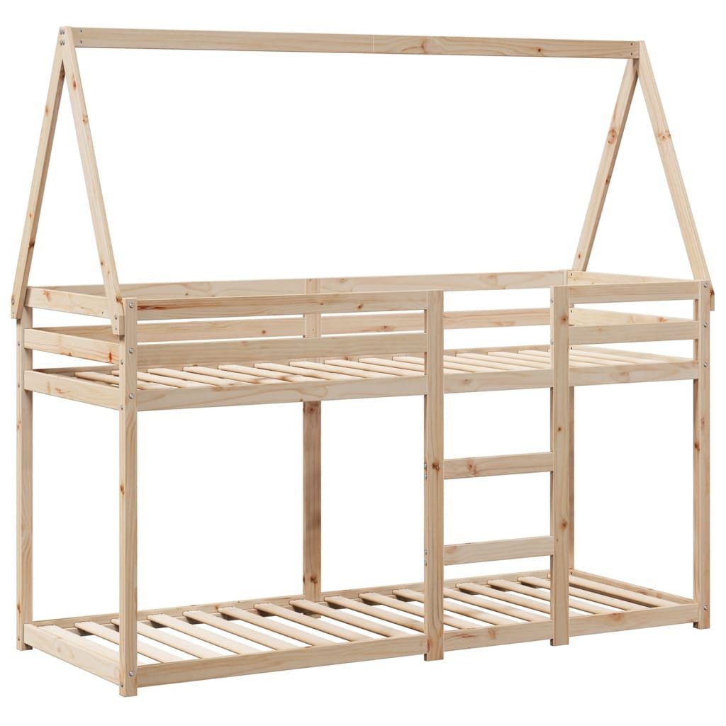 Bett Etagenbett mit Dach 80x200 cm Massivholz Kiefer
