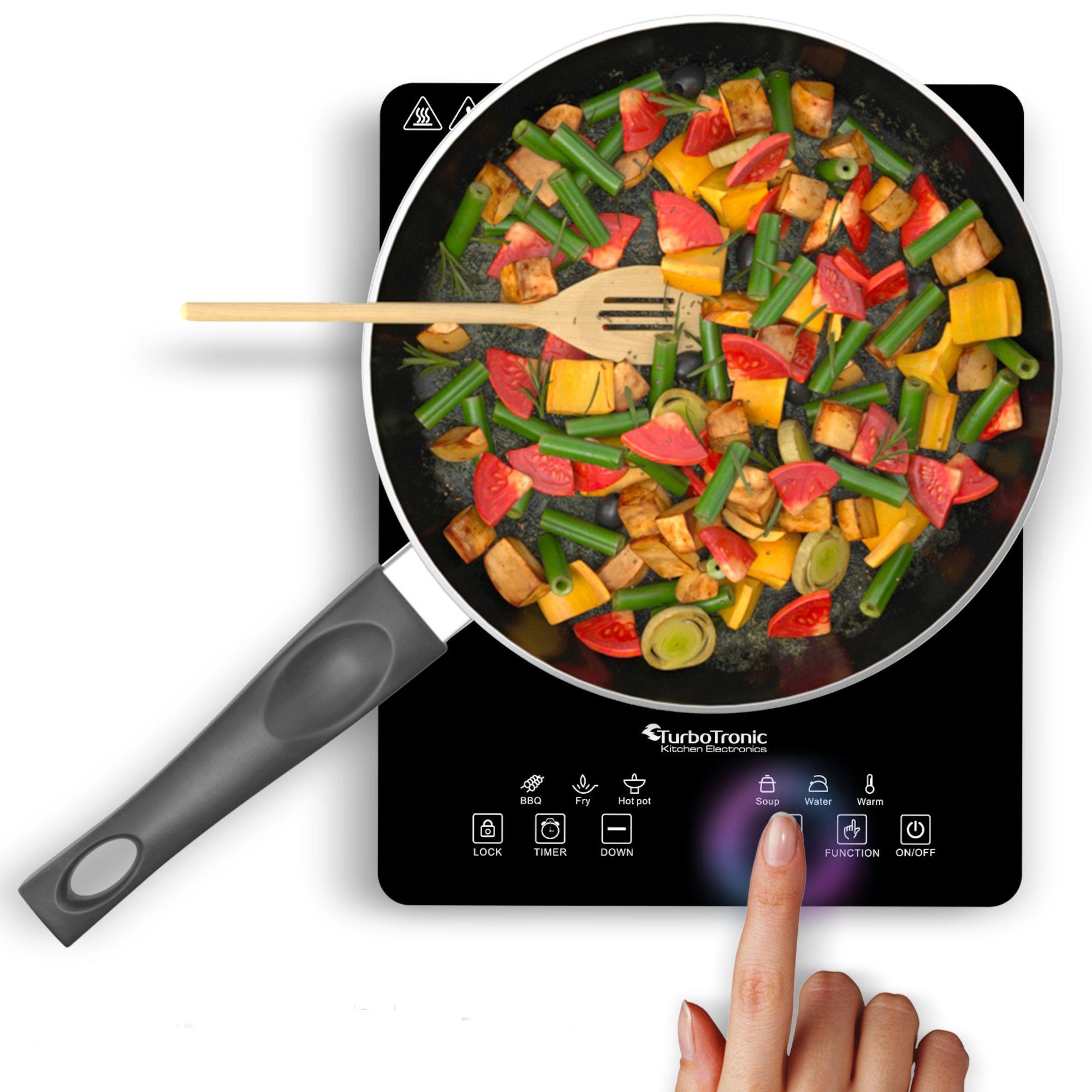 TurboTronic by Z-Line Einzelkochplatte mobile Induktionskochplatte mit Timer, Einzel Induktionskochfeld, Kochfeld Induktion autark, Touch