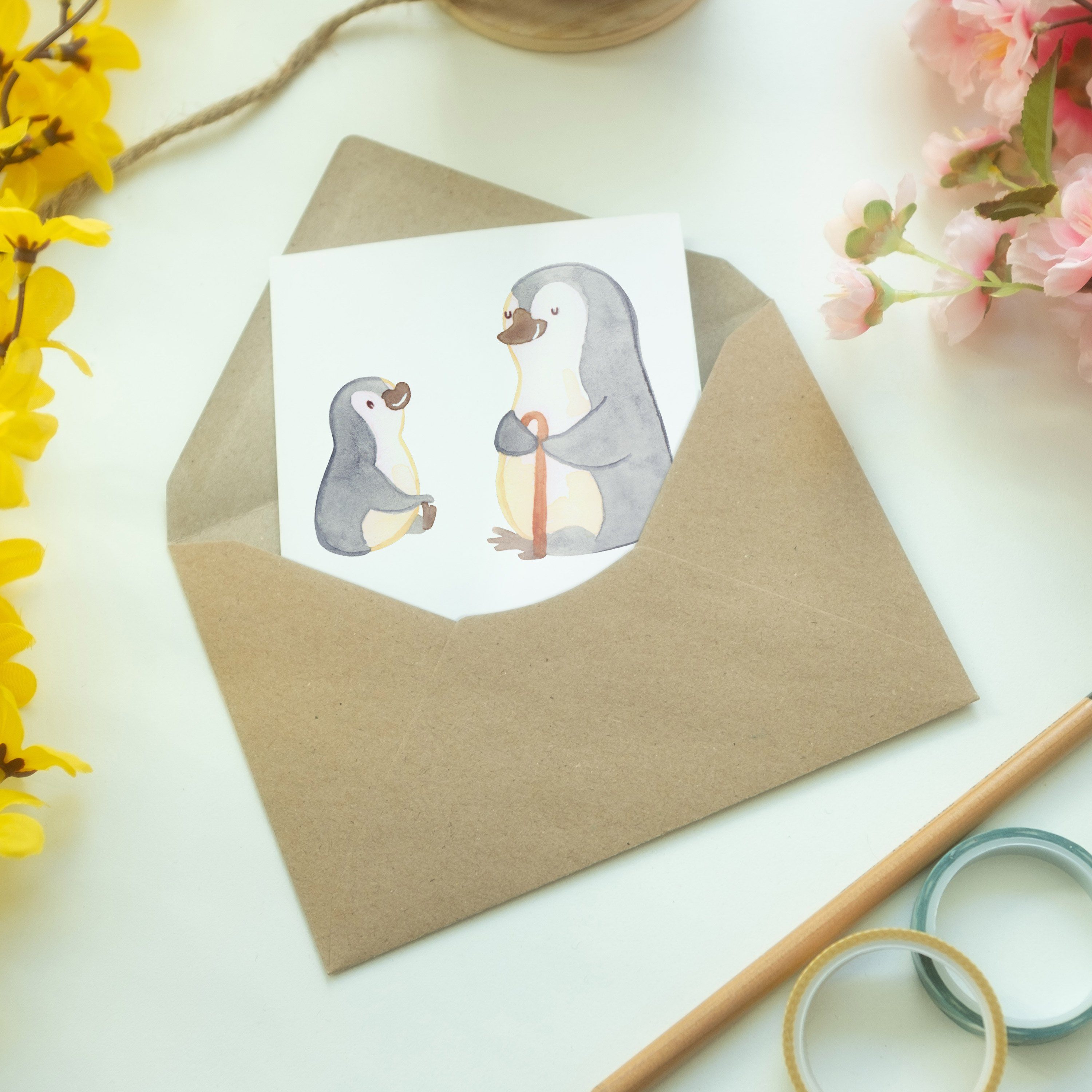 Mr. & Mrs. Panda Grußkarte der Bedanken, Bester - Pinguin Weiß Geschenk, Welt Großvater Geburt 
