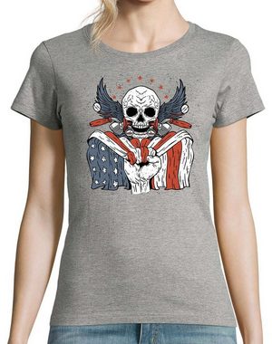 Youth Designz T-Shirt USA Biker Skull Damen Shirt mit trendigem Frontprint