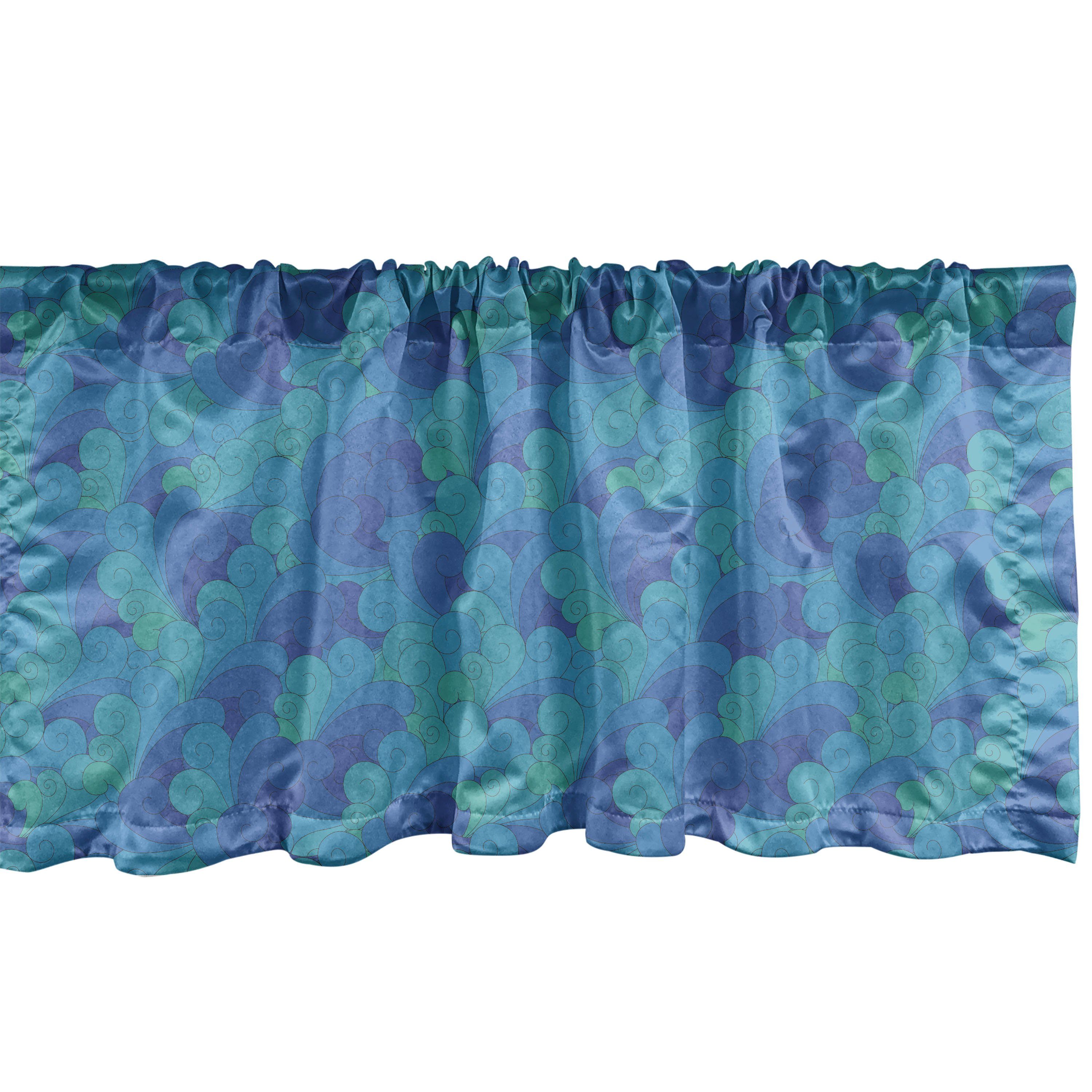 Scheibengardine Vorhang Volant für Küche Schlafzimmer Dekor mit Stangentasche, Abakuhaus, Microfaser, Welle Doodle Ocean Sky Wolken