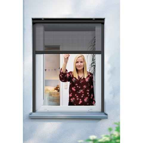 Insektenschutzrollo für Fenster, SCHELLENBERG, verschraubt, Fliegengitter, 100 x 160 cm, anthrazit, 70891