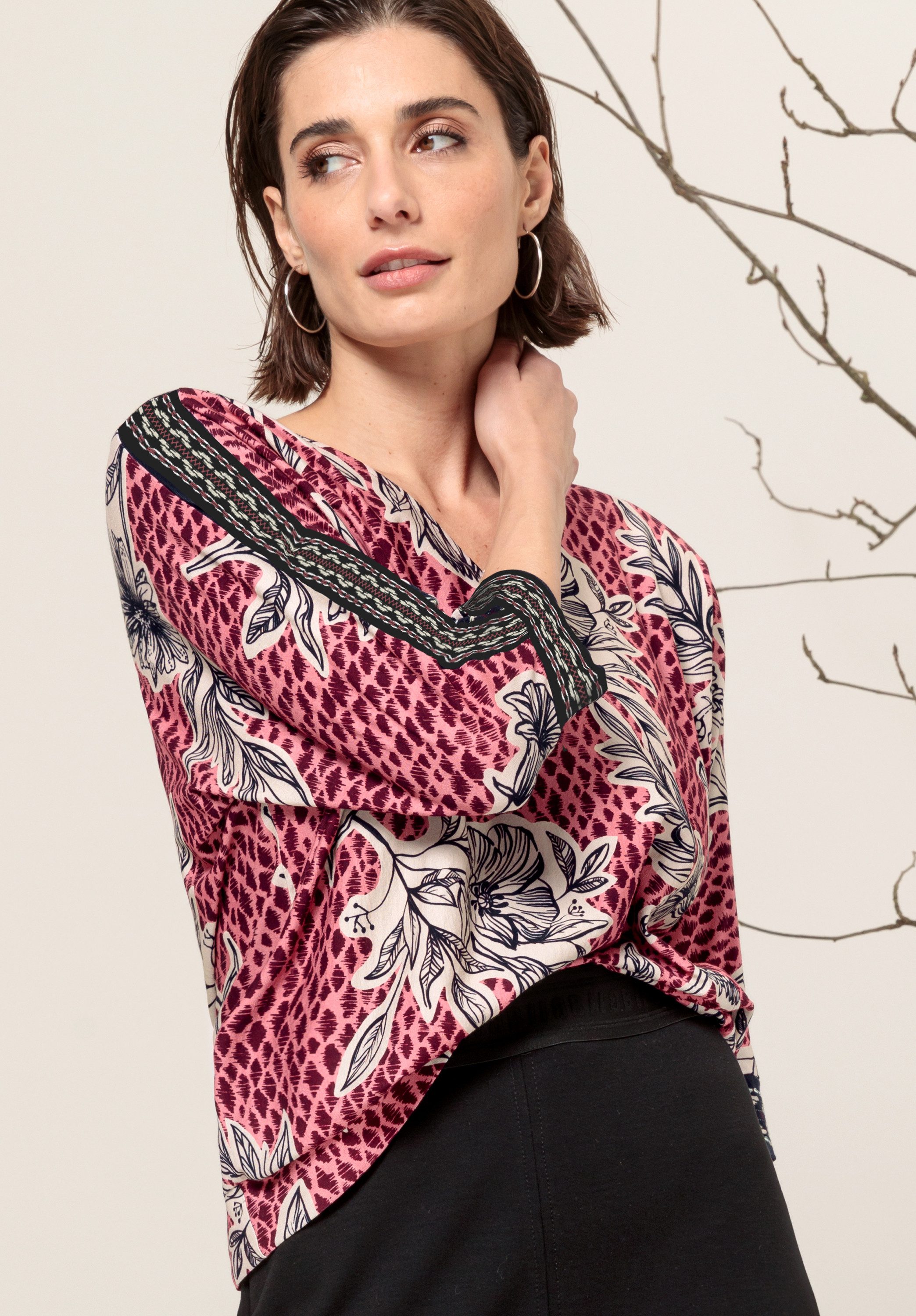 bianca Print-Shirt WALLY mit angedeuteter Wickeloptik günstig online kaufen
