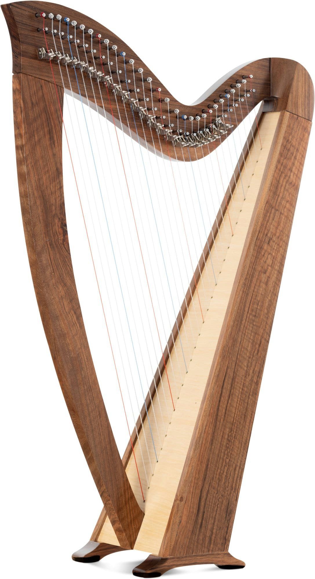 Classic Cantabile Konzertgitarre Keltische Harfe 29 Saiten, Inkl. Tasche, 2 Stimmschlüssel & Ersatzsaiten, Celtic Harp aus Walnussholz- Es-Dur gestimmt - Mit Halbtonmechanik