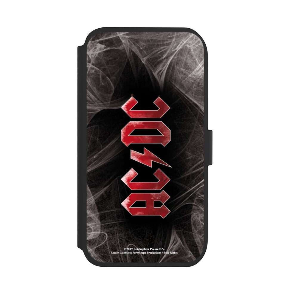 NIVOCASE Handyhülle ACDC Logo Fanartikel ACDC White Dust, Apple iPhone 11 Klapphülle Handyhülle aus Kunst Leder NIVOflip schwarz