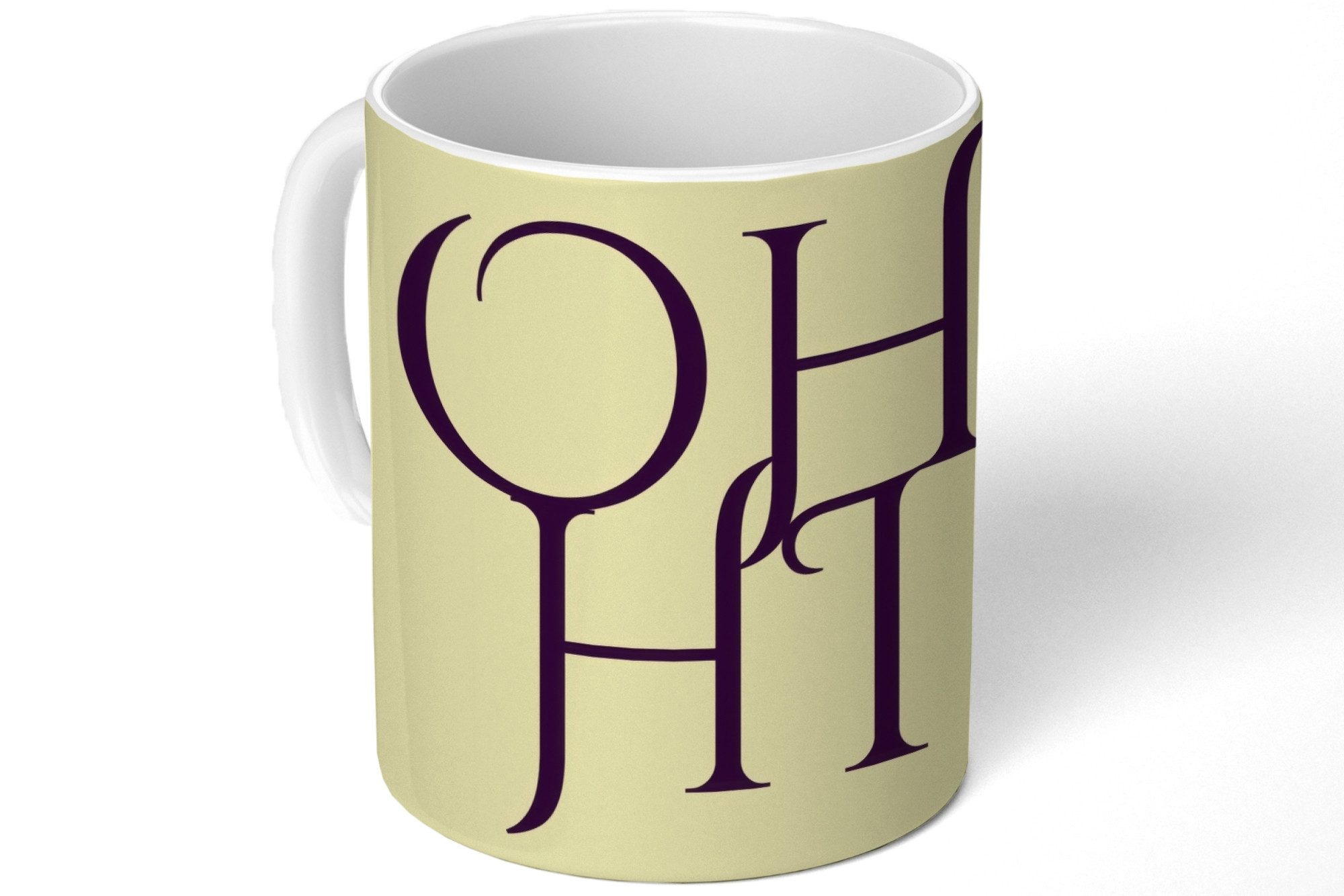 MuchoWow Tasse Oh hallo - Gelb - Monogramm, 1-tlg., Keramik, Kaffeetassen, Teetasse, Becher, Kaffeebecher, Geschenk