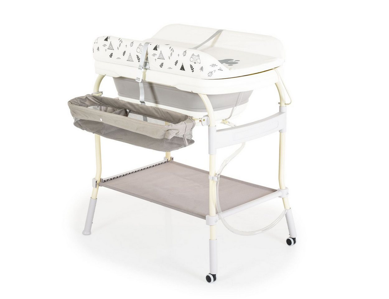 Thumbnail - Babyshoppen Babybadewanne Babybadewanne Wickeltisch 2in1, Garda Thermometer Räder Wickelauflage