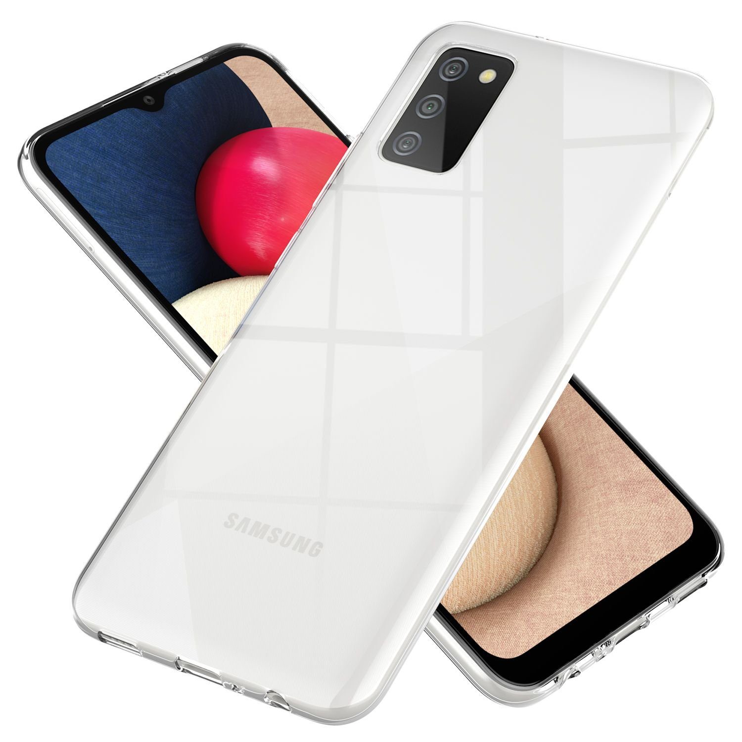 Nalia Smartphone-Hülle Samsung Galaxy A02s, Klare Silikon Hülle / Extrem Transparent / Durchsichtig / Anti-Gelb