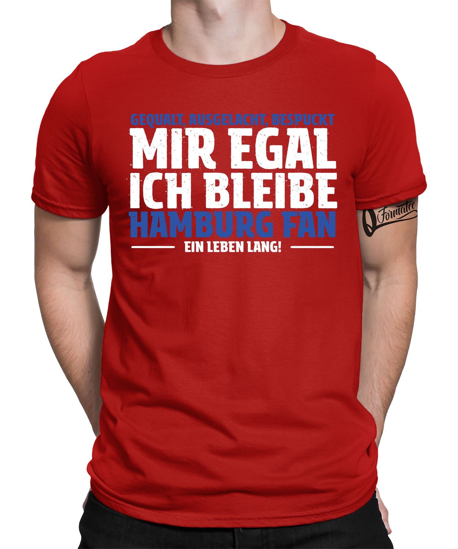 Quattro Formatee Kurzarmshirt Fußball - Fan T-Shirt Rot Hafen Herren Hamburg (1-tlg)