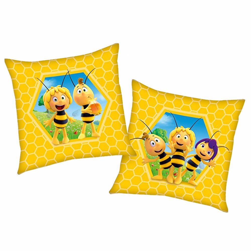Die Biene Maja Dekokissen Bienenwabe Kinder Deko-Kissen 40 x 40 cm Biene Maja Wende-Motiv