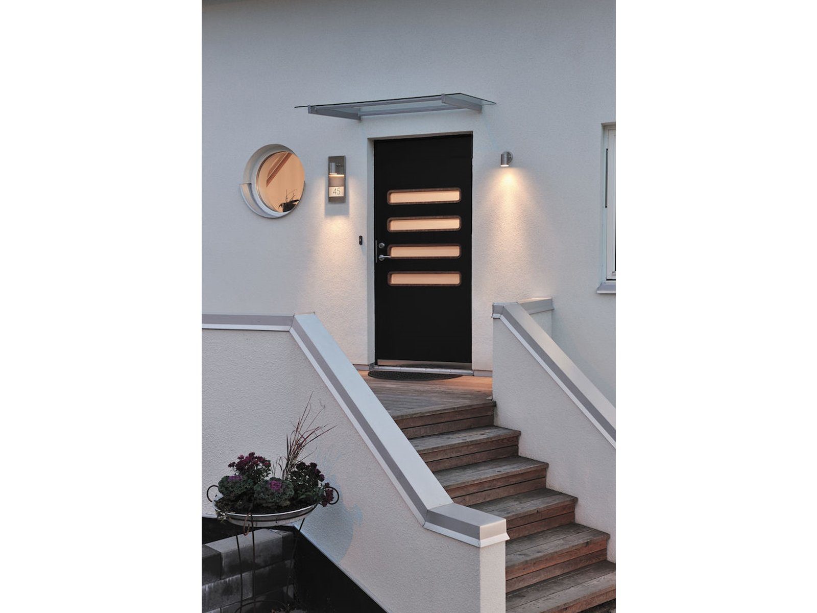 KONSTSMIDE LED Außen-Wandleuchte, LED wechselbar, warmweiß, Hauswand Hausnummernbeleuchtung, Hausnummernleuchte, Schwarz H: 41cm