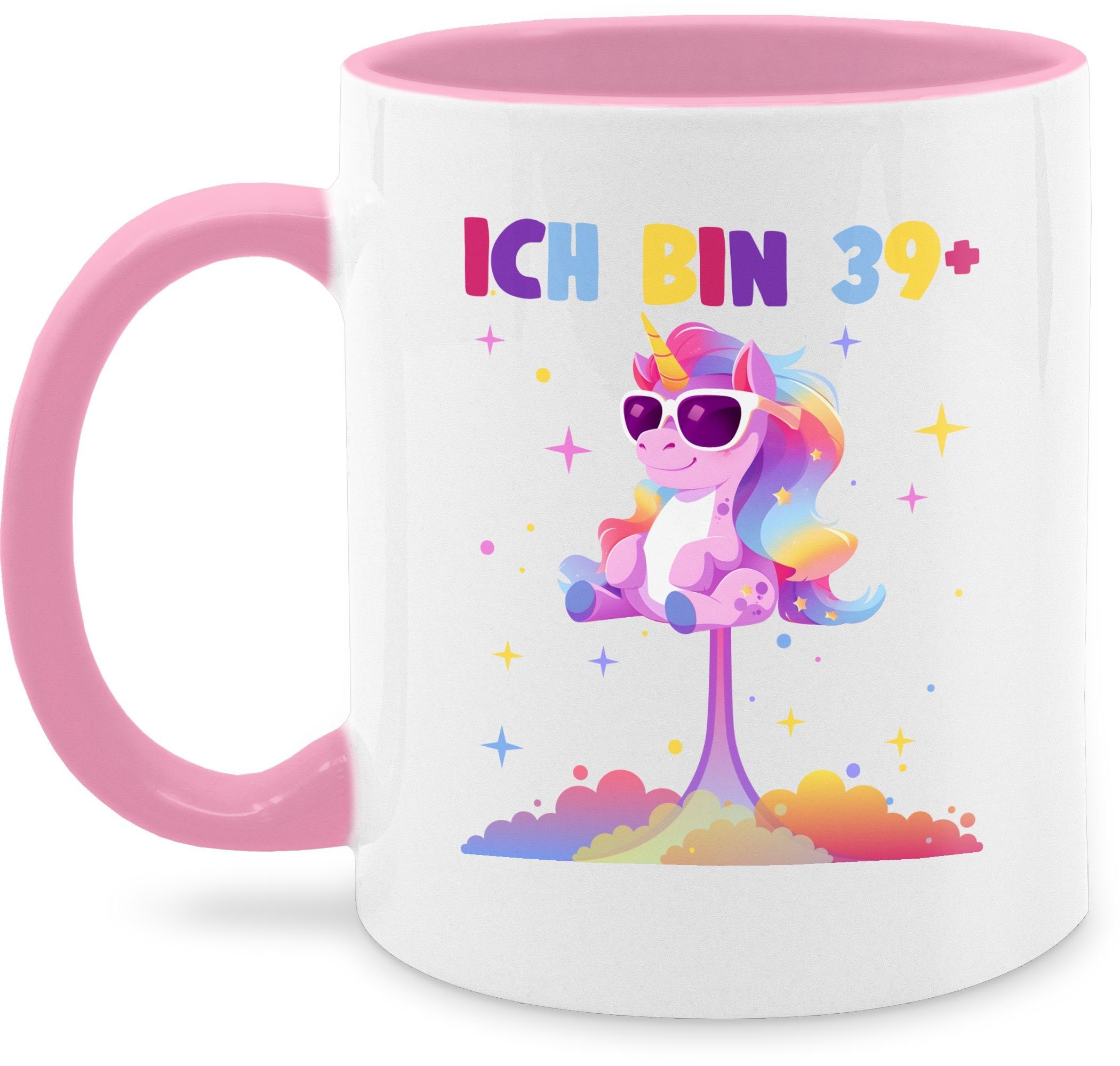 Geburtstag 39+ 1 39 Ich Rosa 40. bin - plus, Keramik, Tasse Tasse Shirtracer