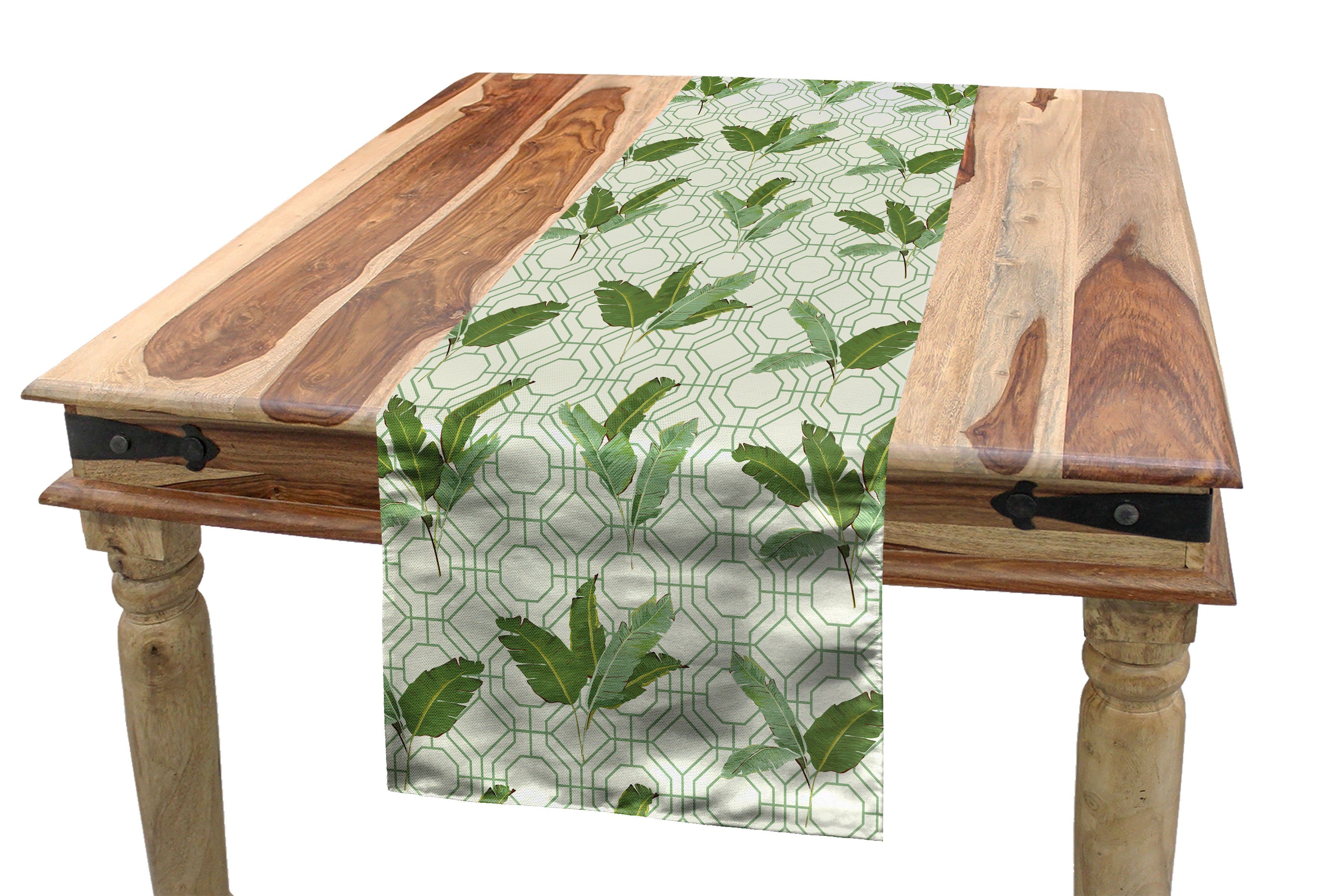 Rechteckiger Tischläufer Esszimmer Dekorativer Tischläufer, Abakuhaus Palmblätter Geometric Retro Küche
