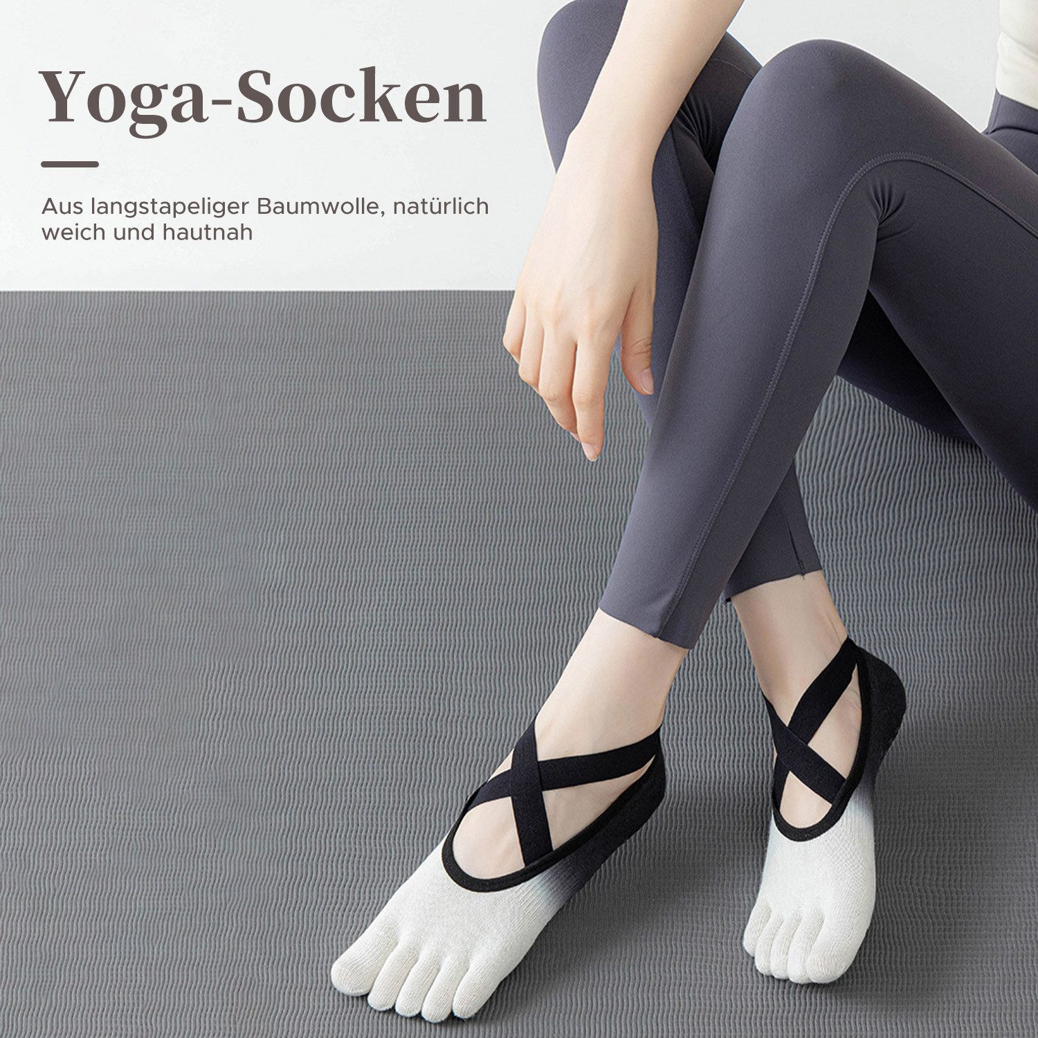 Refttenw Sportsocken Rutschfest Yoga socken,Zehensocken für Yoga,Rutschsocken,Zehensocken