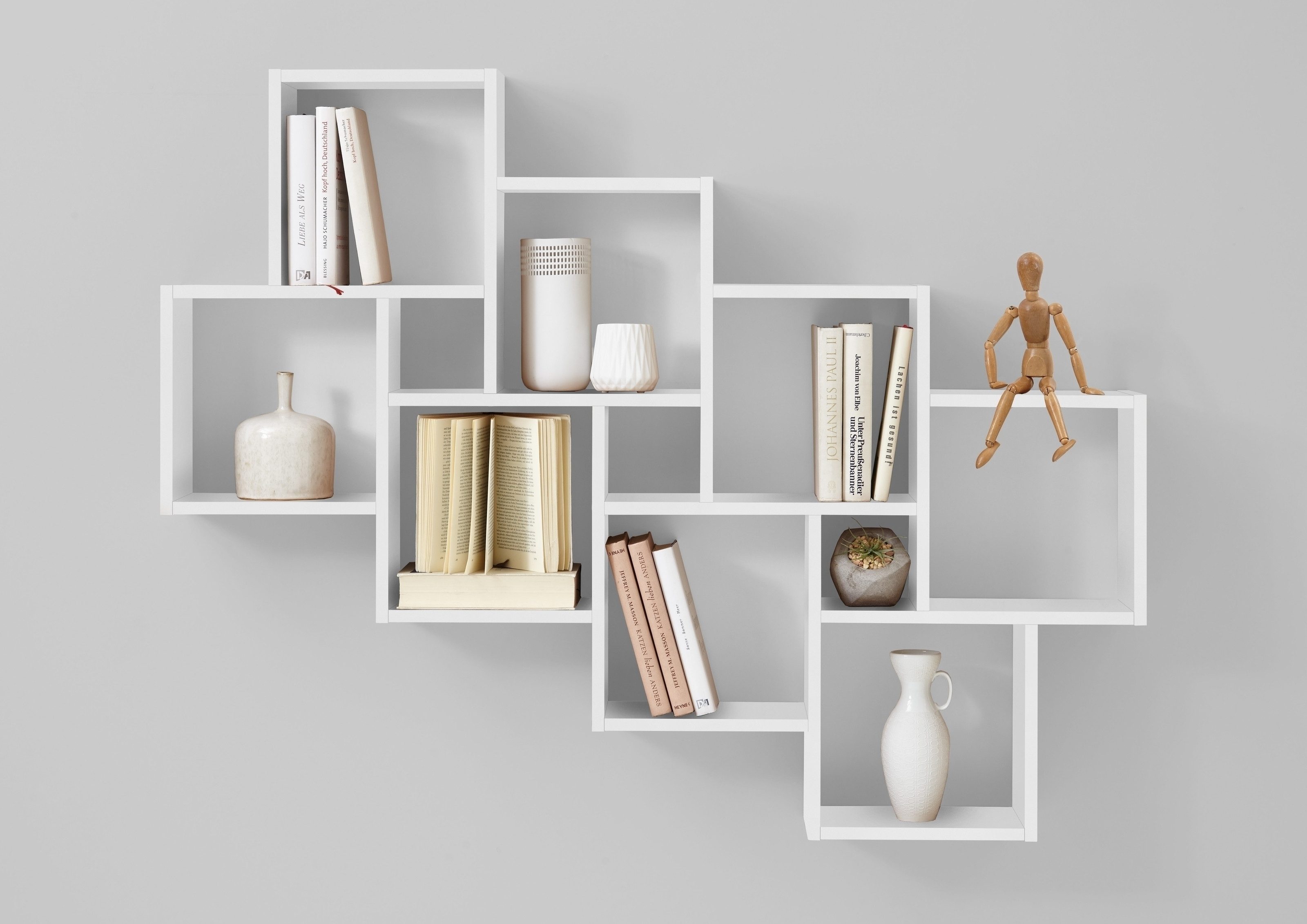 PREISBRECHER Wandregal LAURIO 3, in Brillantweiß - 94,5x120,8x15,7cm (BxHxT)