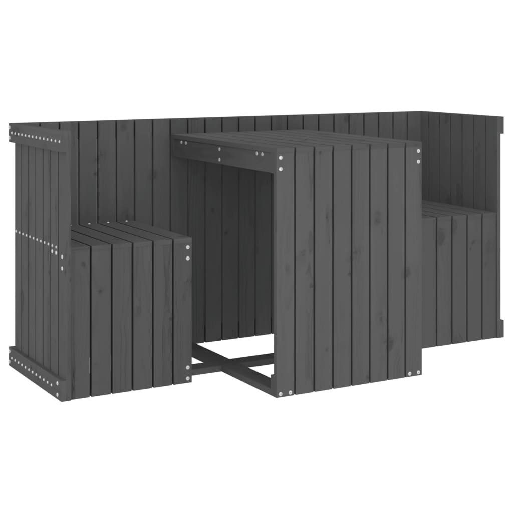 vidaXL Gartenlounge-Set Balkonmöbel-Set 2-Sitzer Grau Massivholz günstig online kaufen
