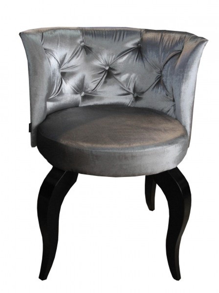 Besucherstuhl Barock Stuhl Luxus Qualität - Grau Sessel Designer Casa - Salon Padrino