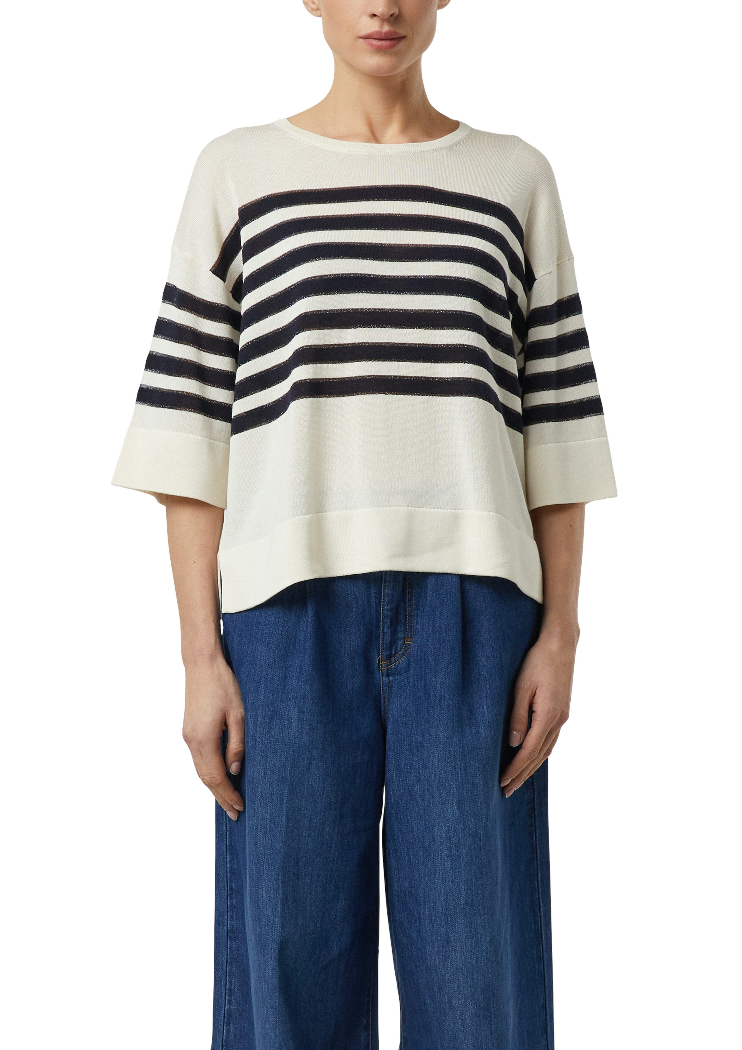 comma Strandpullover mit 3/4-Ärmeln, atmungsaktiver und elastischer Materialmix