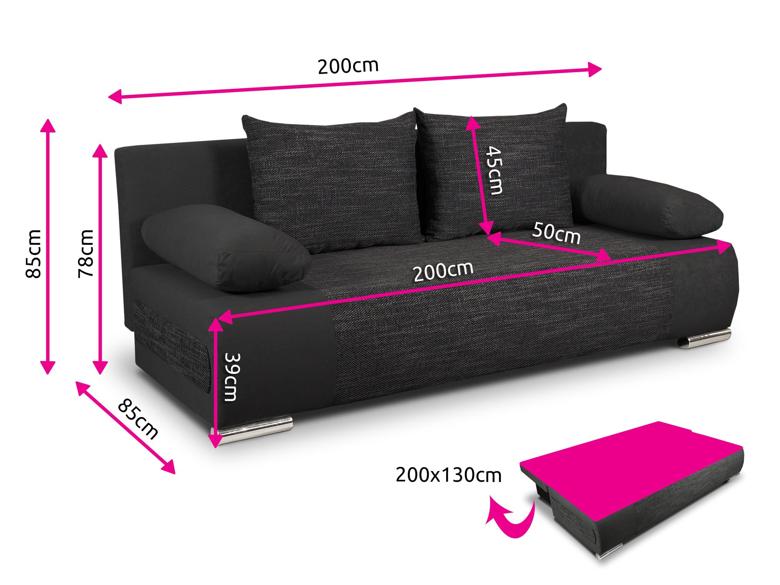 Sofnet Schlafsofa Naki, mit 01 Schlafcouch, Berlin Alova Sofagarnitur Schlaffunktion Chromfüße, und + mit Bettsofa 04 Bettkasten