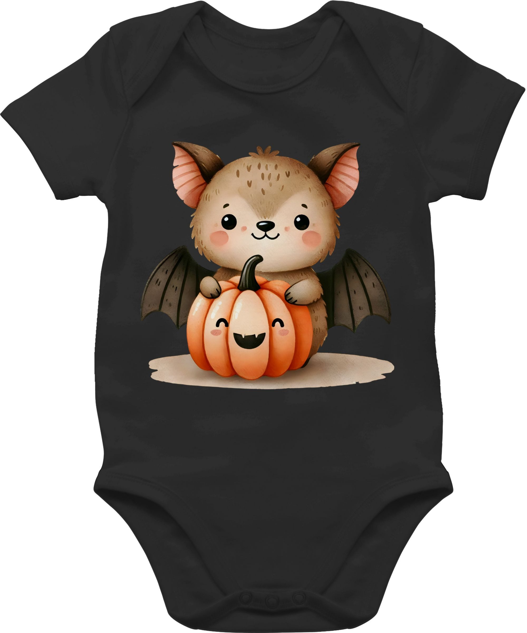 Shirtracer Shirtbody Süße Fledermaus mit Kürbis, Herbstliches und niedliches Motiv, Hallo Halloween Kostüme für Baby