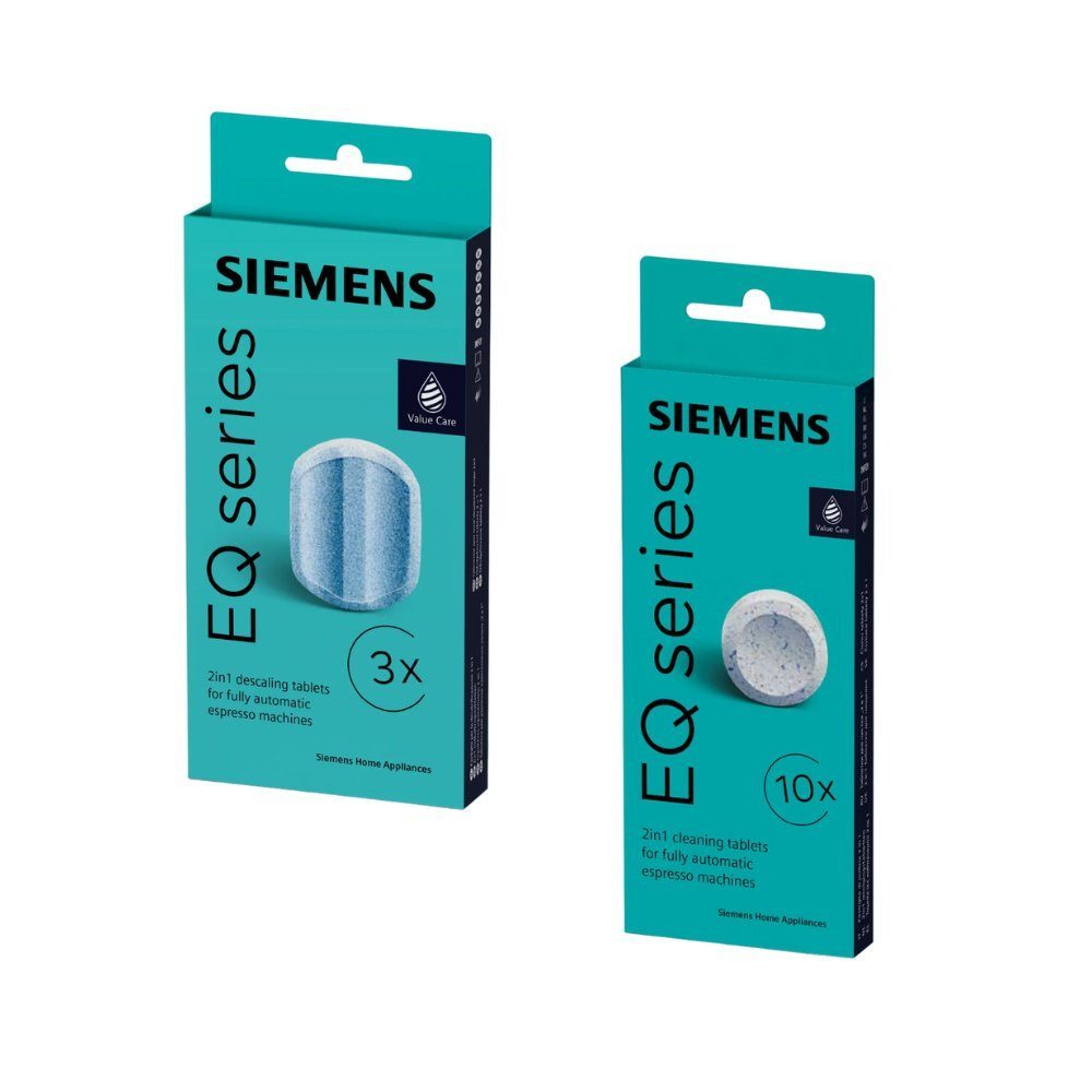 SIEMENS 10x Reinigungstabletten & 3x Entkalkungstabletten Pflegeset (MEISTERZWECK4U, [- TZ80001 + TZ80002 Reinigung und Entkalkung Pflegeset)