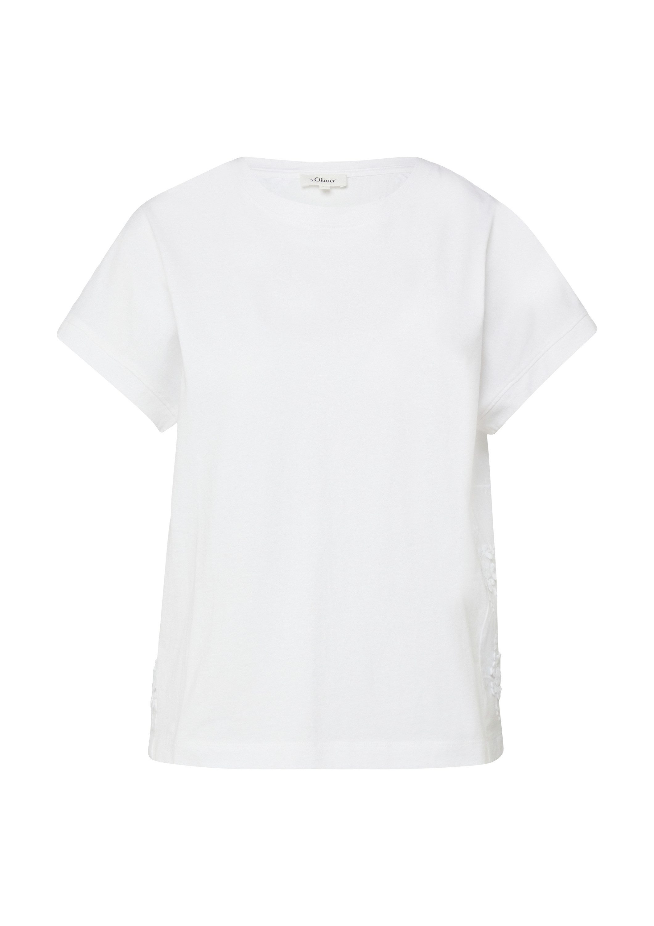 s.Oliver Kurzarmshirt T-Shirt T-Shirt im Fabricmix mit 3D-Stickerei günstig online kaufen