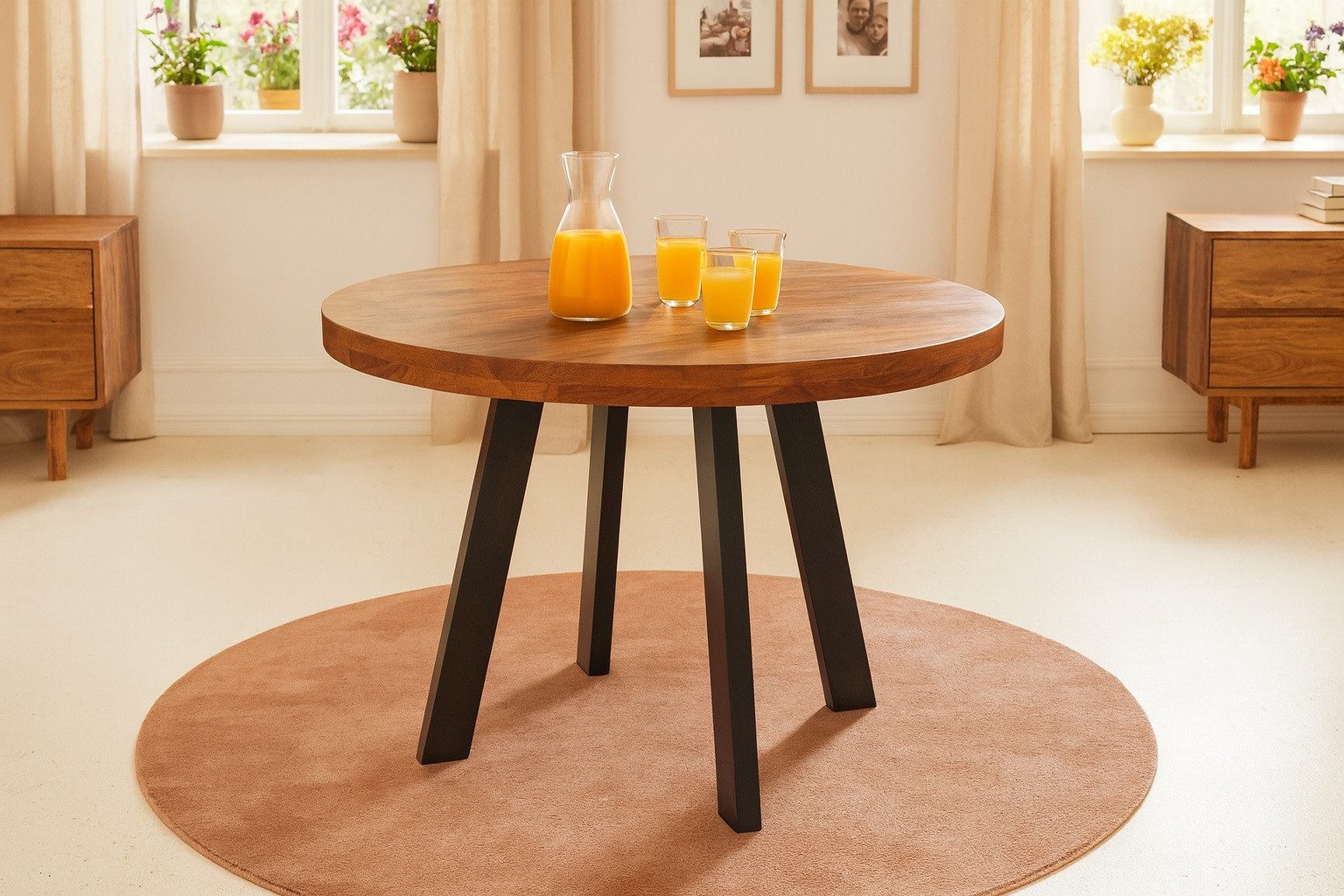 SAM® Esstisch Samira, aufgedoppelte Tischplatte (50mm), Akazienholz massiv, günstig online kaufen