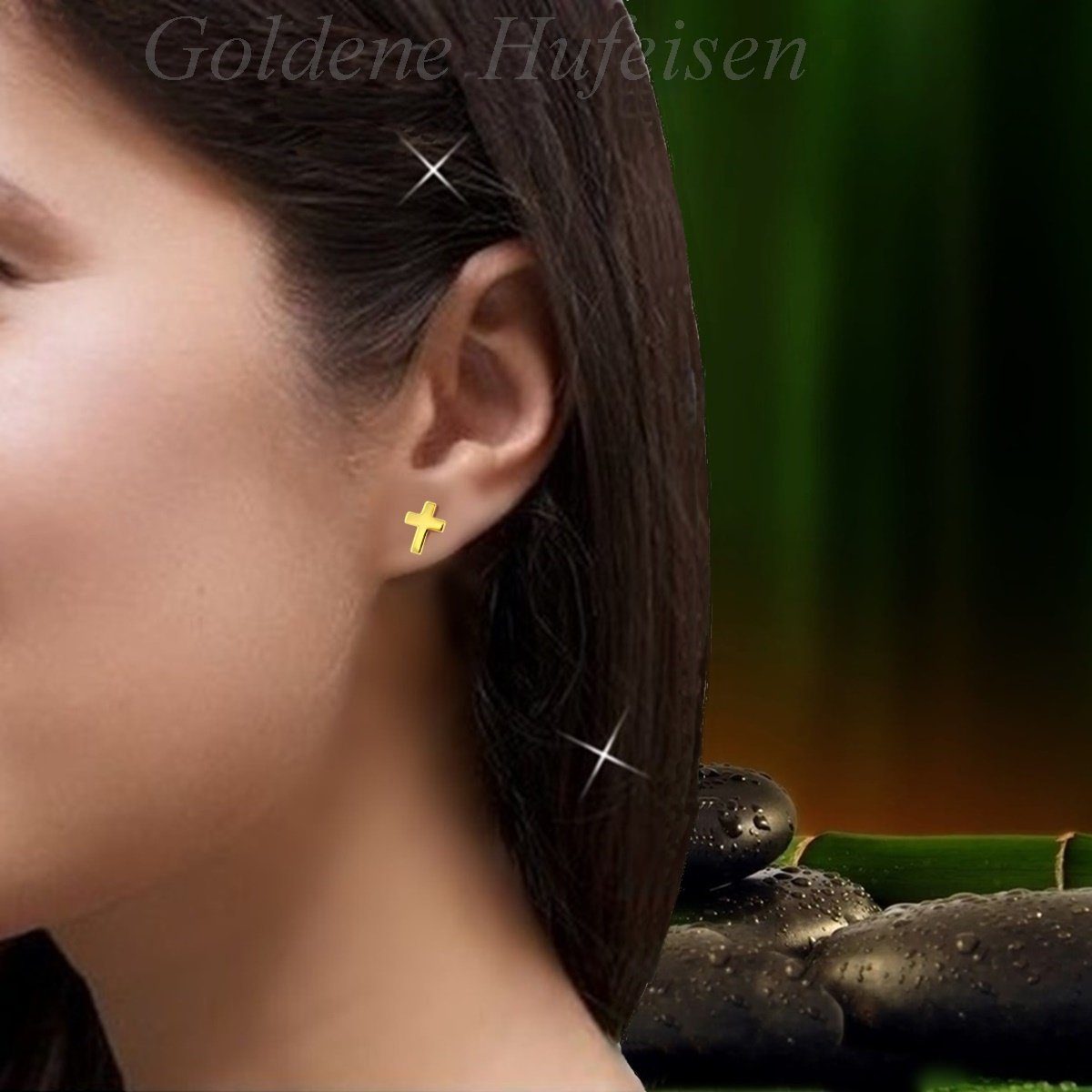 Goldene Hufeisen Paar Ohrstecker Goldene Kreuz-Ohrringe für den stilvollen günstig online kaufen