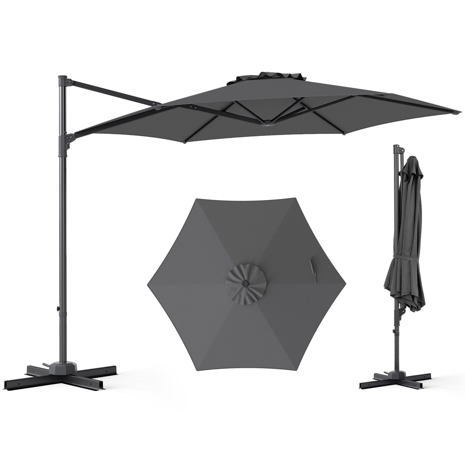 COSTWAY Sonnenschirm, LxB: 292x292 cm, Ampelschirm mit Kurbel, Gartenschirm