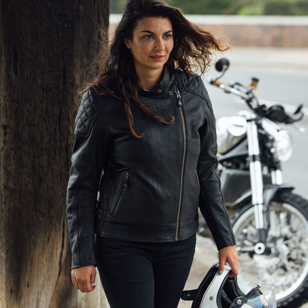Merlin Motorradjacke Bristol D3O Cafe Damen Motorrad Leder Jacke