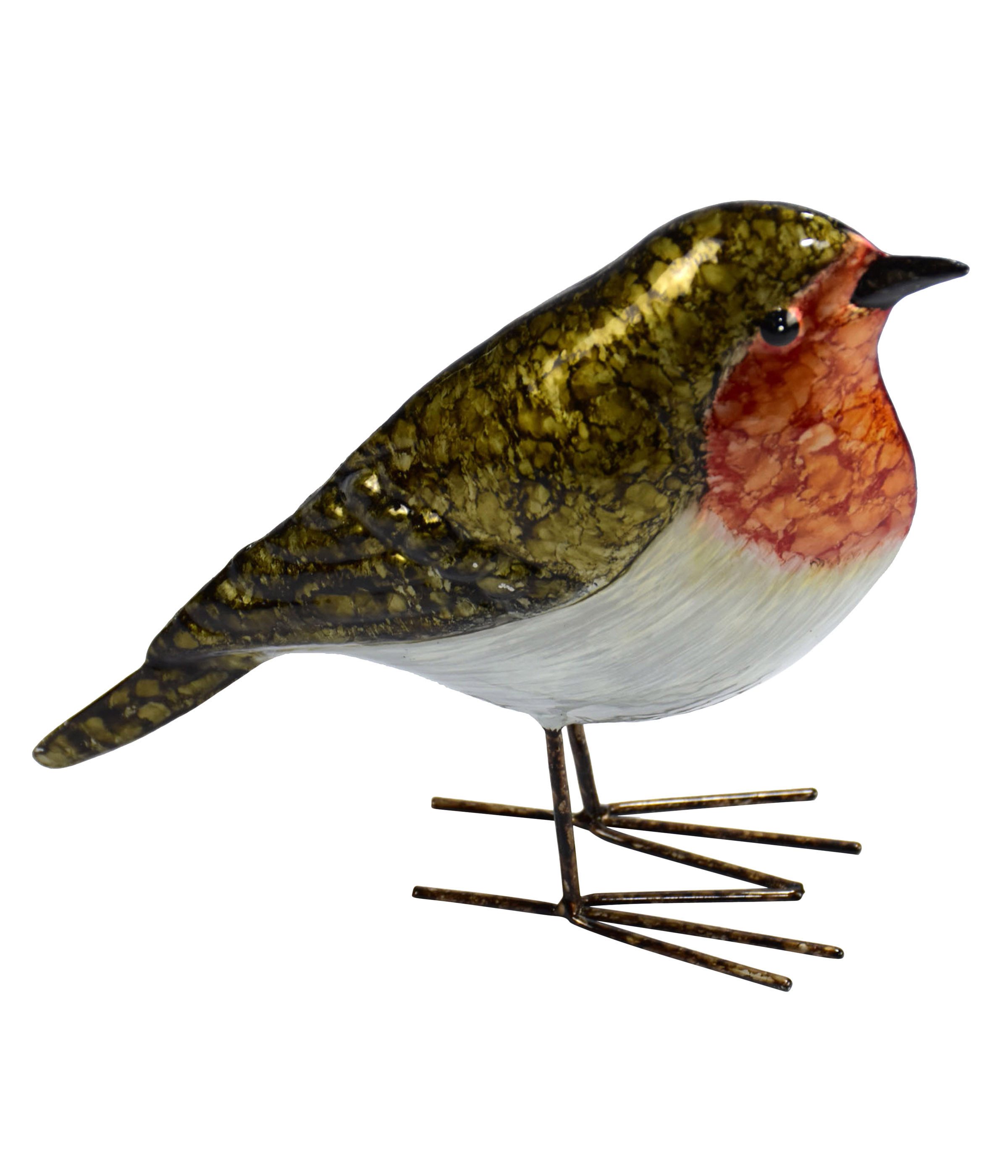 Dehner Gartenfigur Dekofigur Vogel Rotkelchen, 14.5 x 5 x 14 cm, Metall, bunt