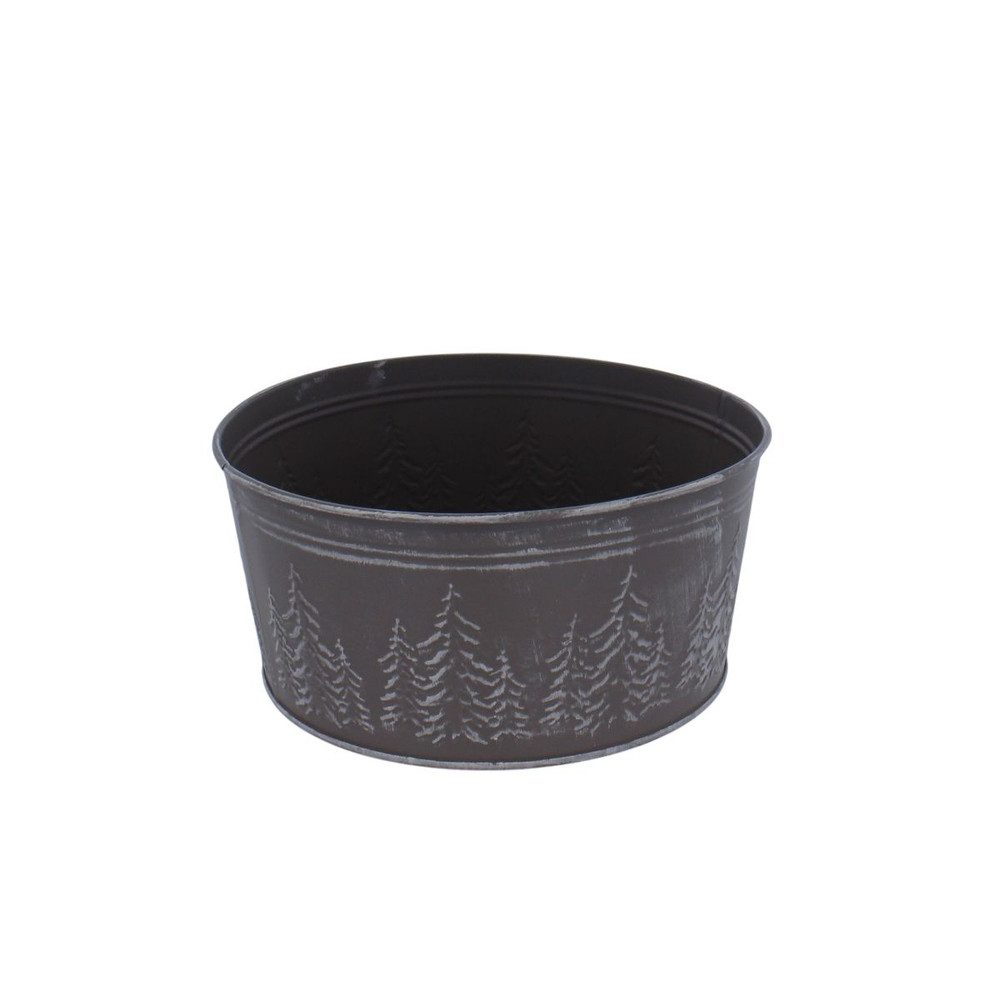 MICA Dekovase Pflanzwanne - Tannenbäume - grau/weiß - ca. 22 x 18,7 x 10,2 cm