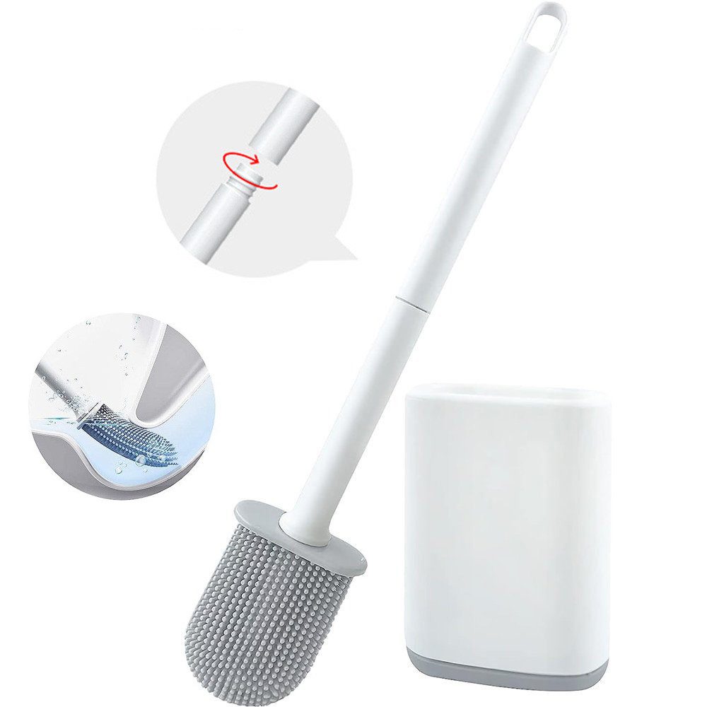 TUWENA Badaccessoire-Set Silikon-Toilettenbürste und Halter, biegsam, effiziente Reinigung, set, Modulares Design, einfache Installation, flexible Handhabung