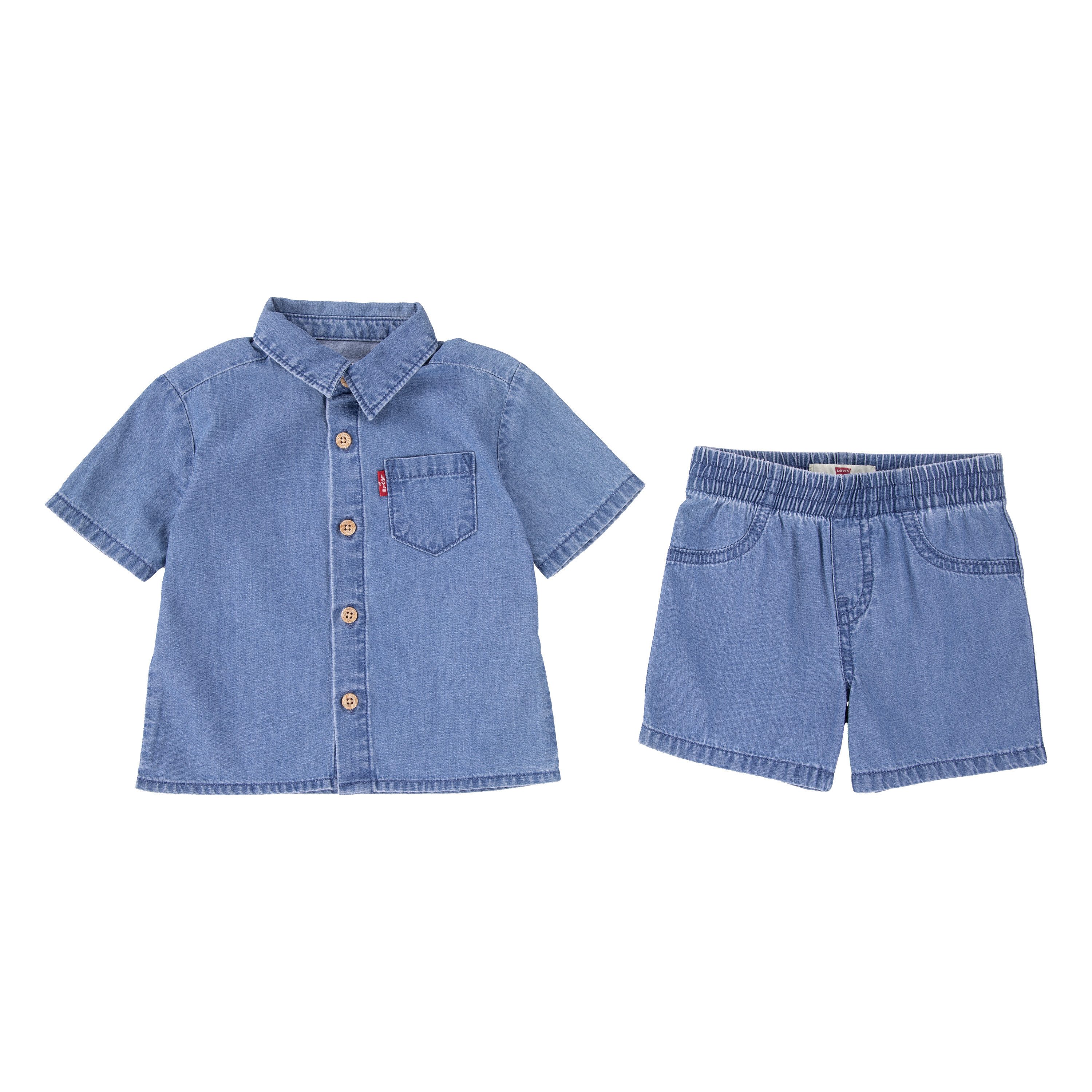 Levi's® Kids Hemd & Hose LVB WESTERN LT WT DENIM SHORT (Set, 2-tlg) /Shorts im Denim-Look aus leichter Baumwolle