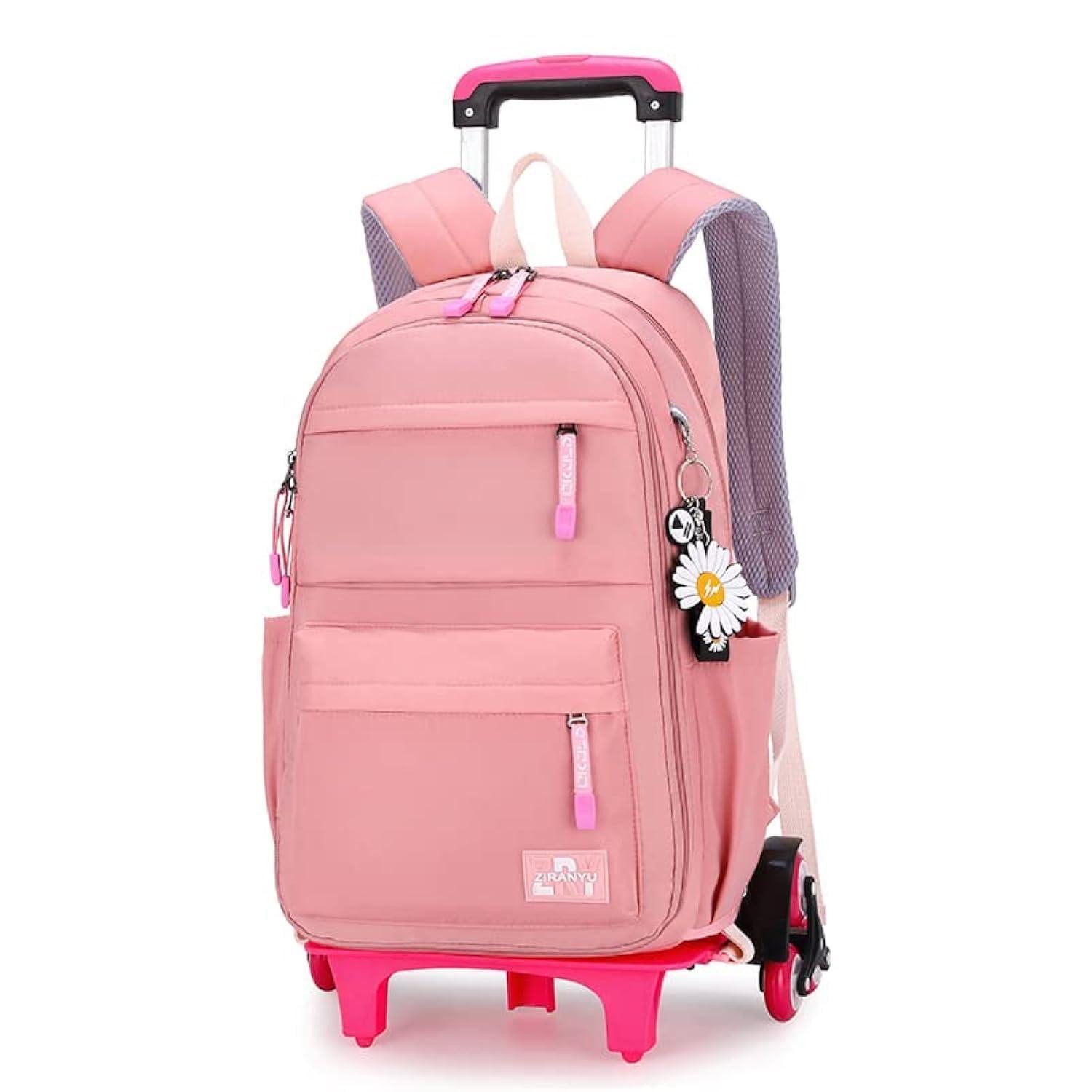 LuxusKollektion Schulranzen Trolley Rucksack 16 Zoll 6 Rollen Rosa