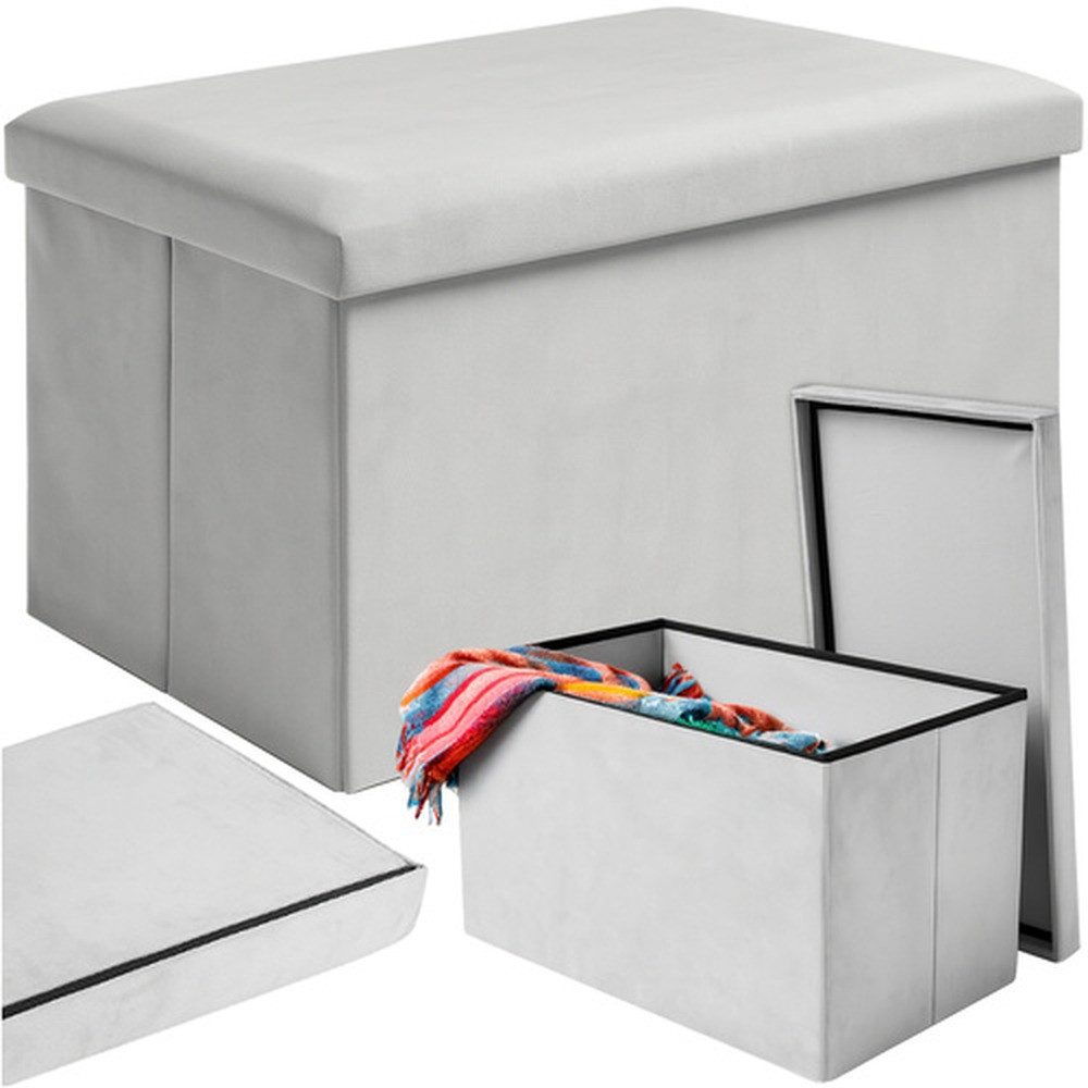Ruhhy Sitzhocker Samtpouf Aufbewahrungsbox (Spar-Set, 1 St., Stauraum), Mit MDF-Verstärkung gefertigt, hält bis zu 80 kg Gewicht aus