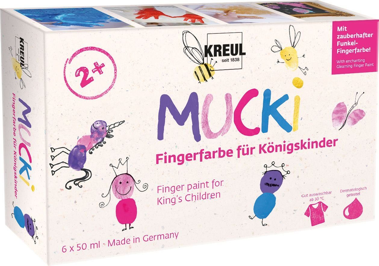Kreul Bastelfarbe Kreul Mucki Fingerfarbe für Königskinder 6er Set