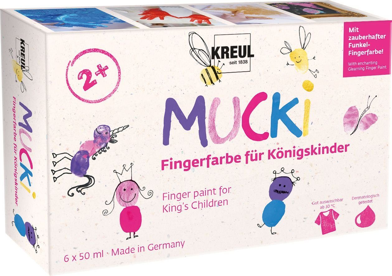 Bastelfarbe Kreul Mucki Fingerfarbe für Königskinder 6er Set