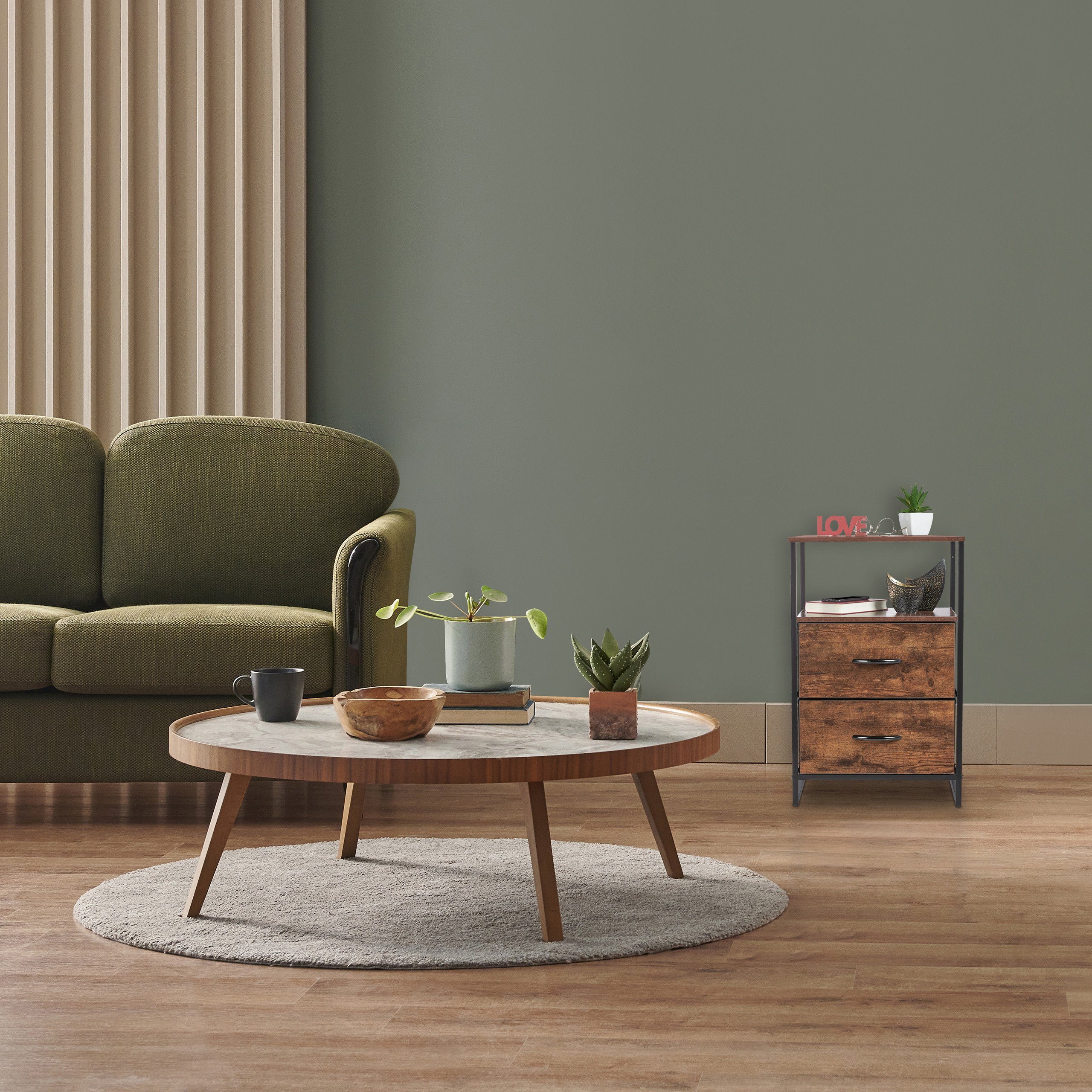 relaxdays Nachttisch Industrial mit 2 Schublade günstig online kaufen