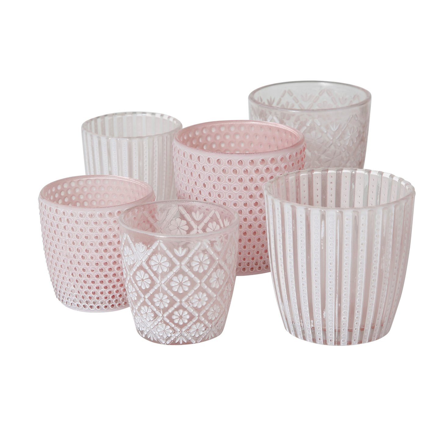 BOLTZE GRUPPE Windlicht Boltze Patty Rosa-Weiß 2er-Set 7 cm + 9 cm hoch 1011517
