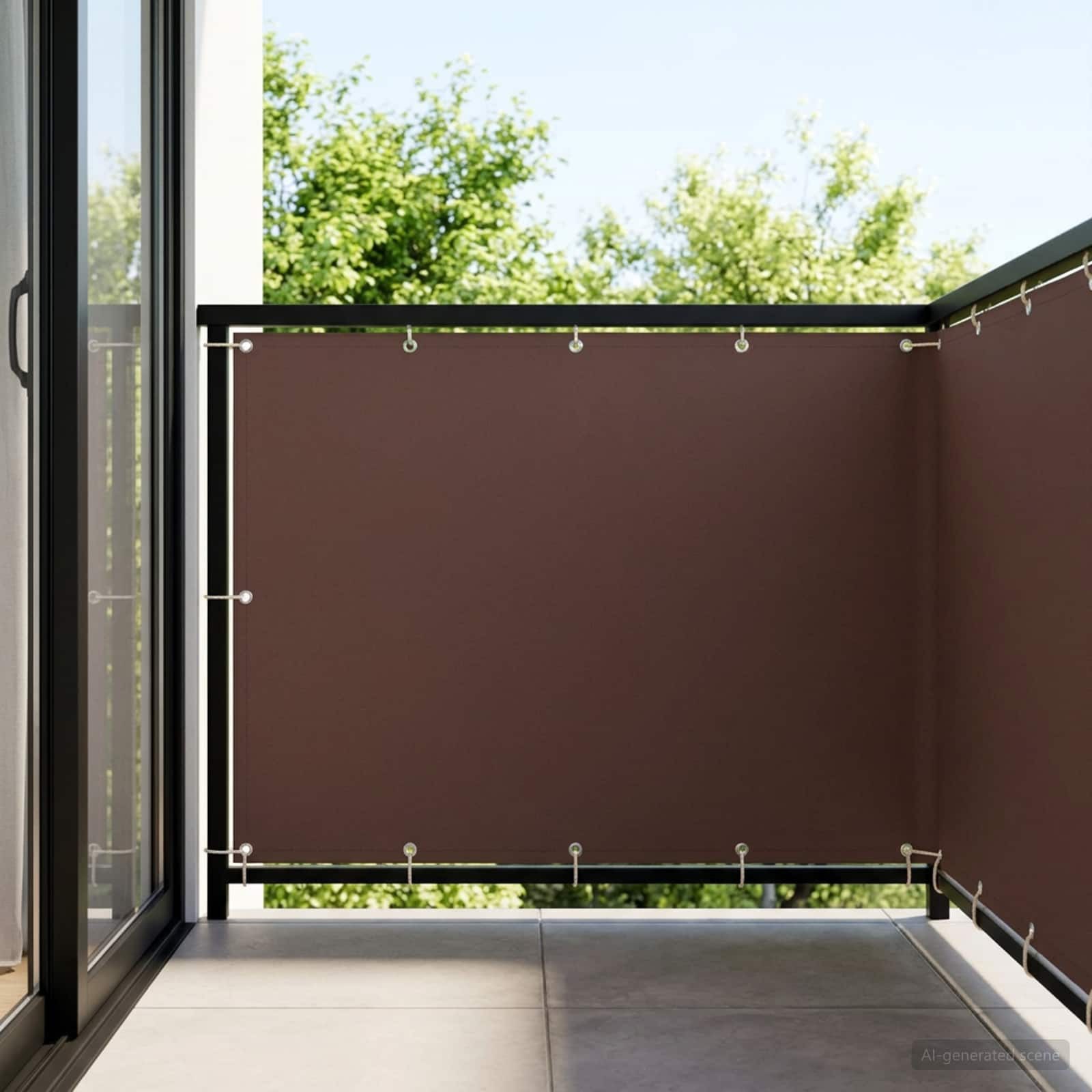 vidaXL Balkonsichtschutz Balkon Sichtschutz 150 x 500 cm Stoff mit PU-Beschichtung Braun (1-St)