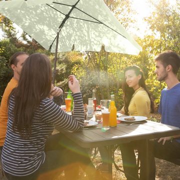 relaxdays Sonnenschirm Rechteckiger Sonnenschirm für den Garten, Weiß