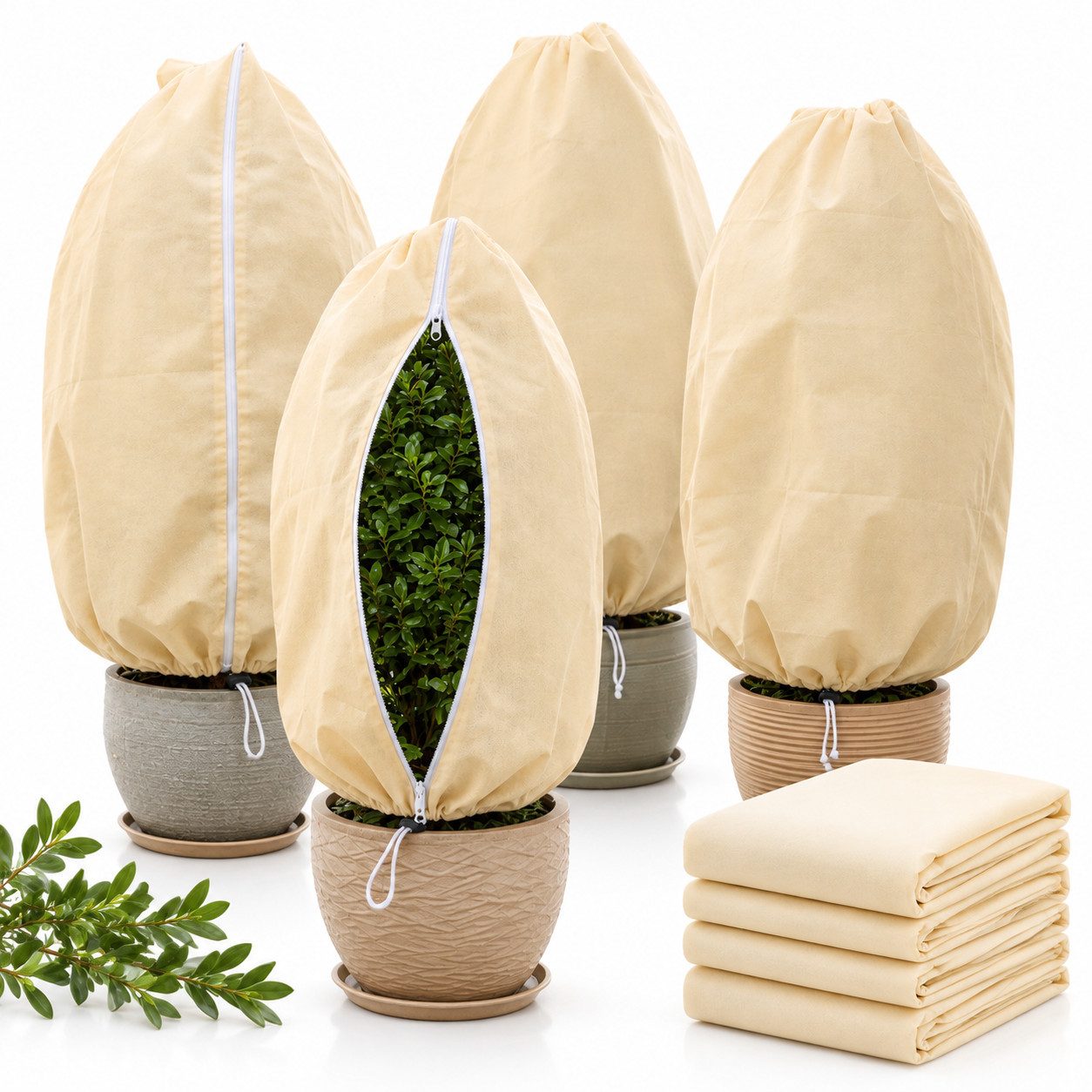 LEMLIT Winterschutzhaube Winterschutz für Pflanzen Frostschutz Kübelpflanzen (4 Stück, 4-St), Wiederverwendbarer für Pflanzen, gegen Frost, Schnee, Hagel, Vögel