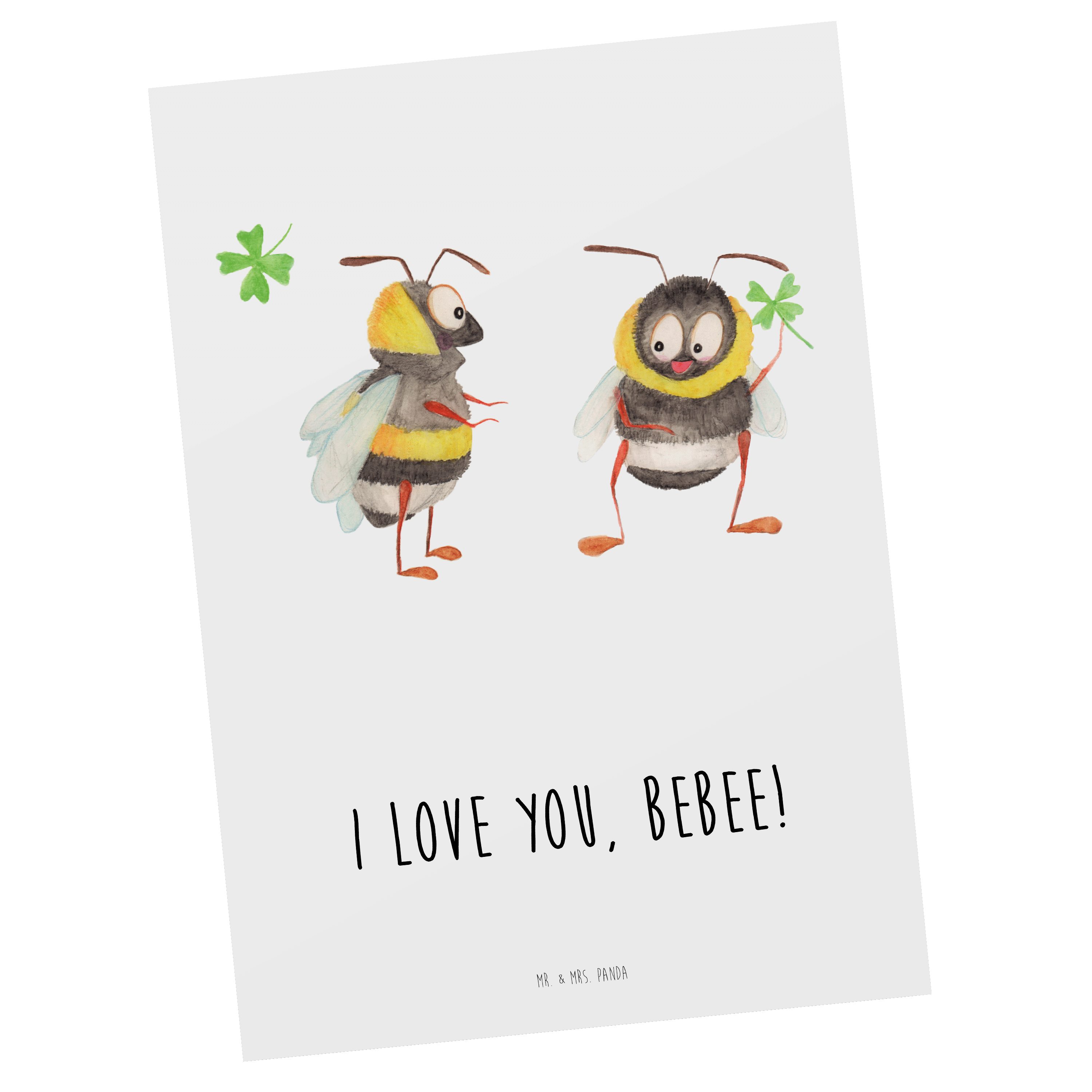 Mr. & Mrs. Panda Postkarte Bienen Paar - Weiß - Geschenk, Hocheitstag, für Ehemann, Einladung, H