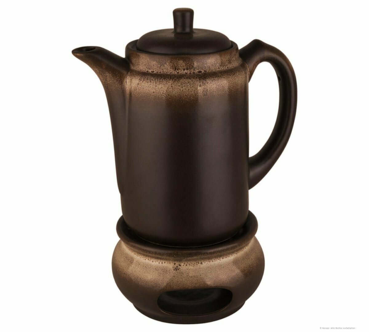 Bunzlauer Keramik Teekanne 1,25L Kaffeekanne mit Stövchen –geradlinig,zylindrische Form, ZACIEK, 1,25 l