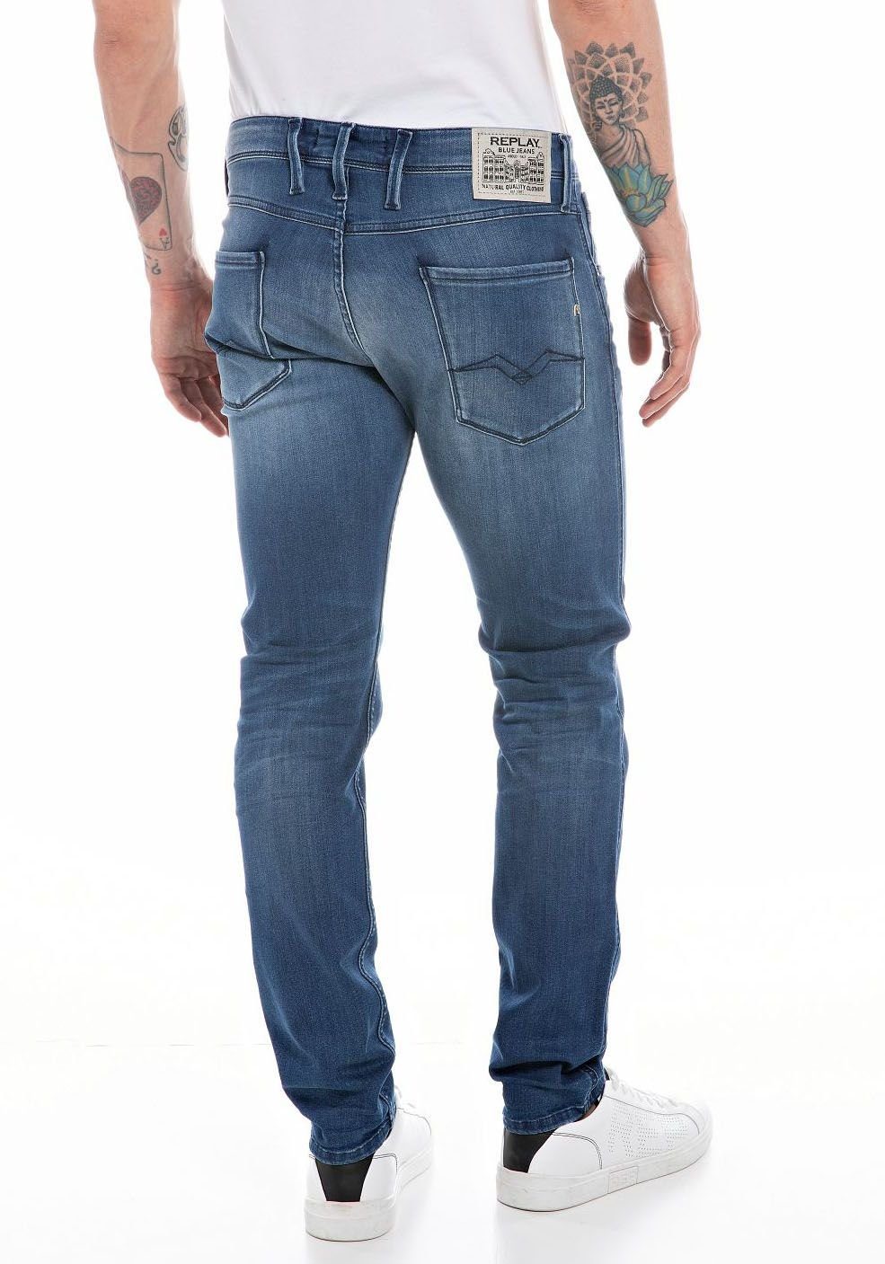 wash Replay Anbass Slim-fit-Jeans blue mid