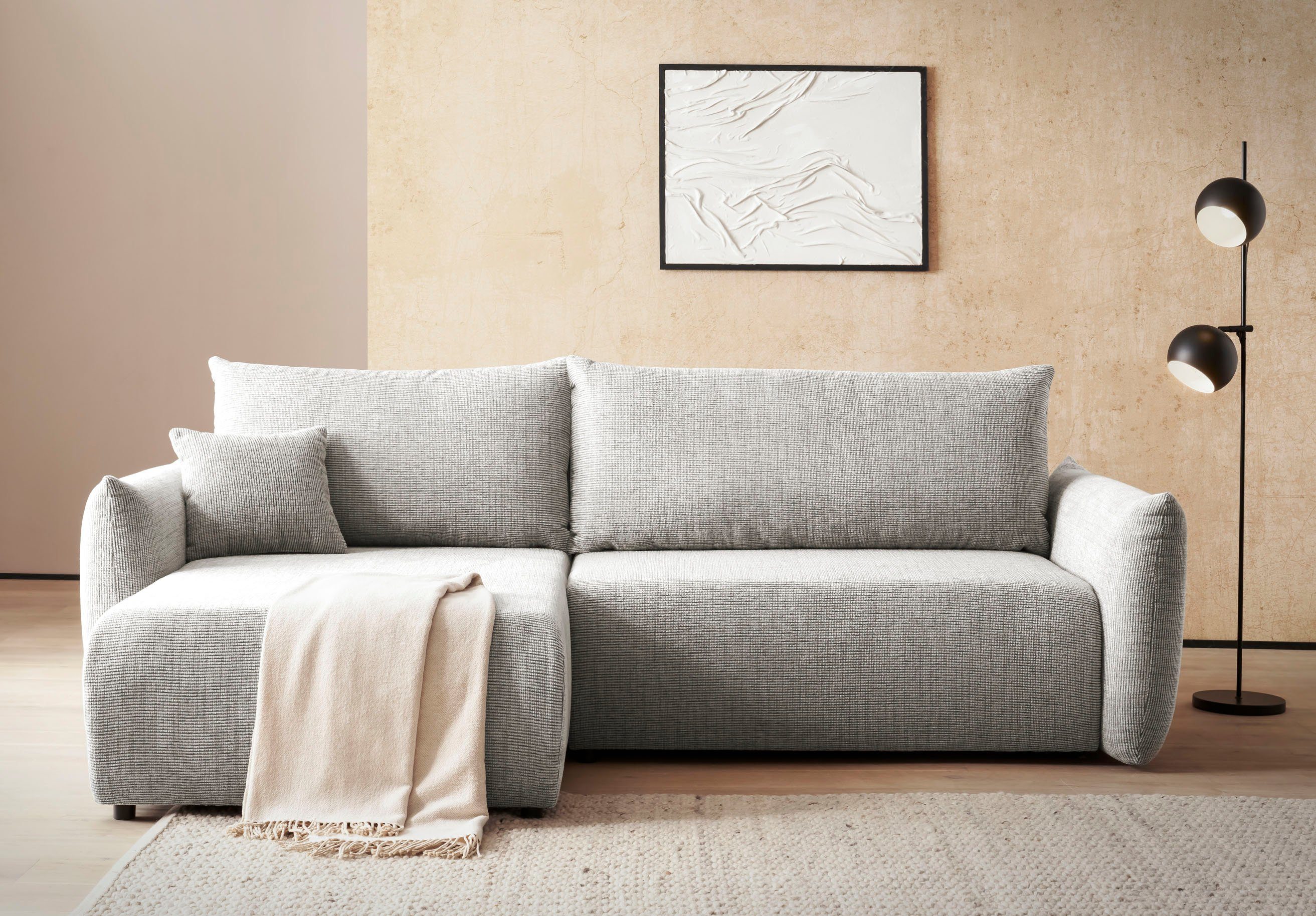 Ecksofa MAVAS Schlafsofa mit Bettkasten, L-Form