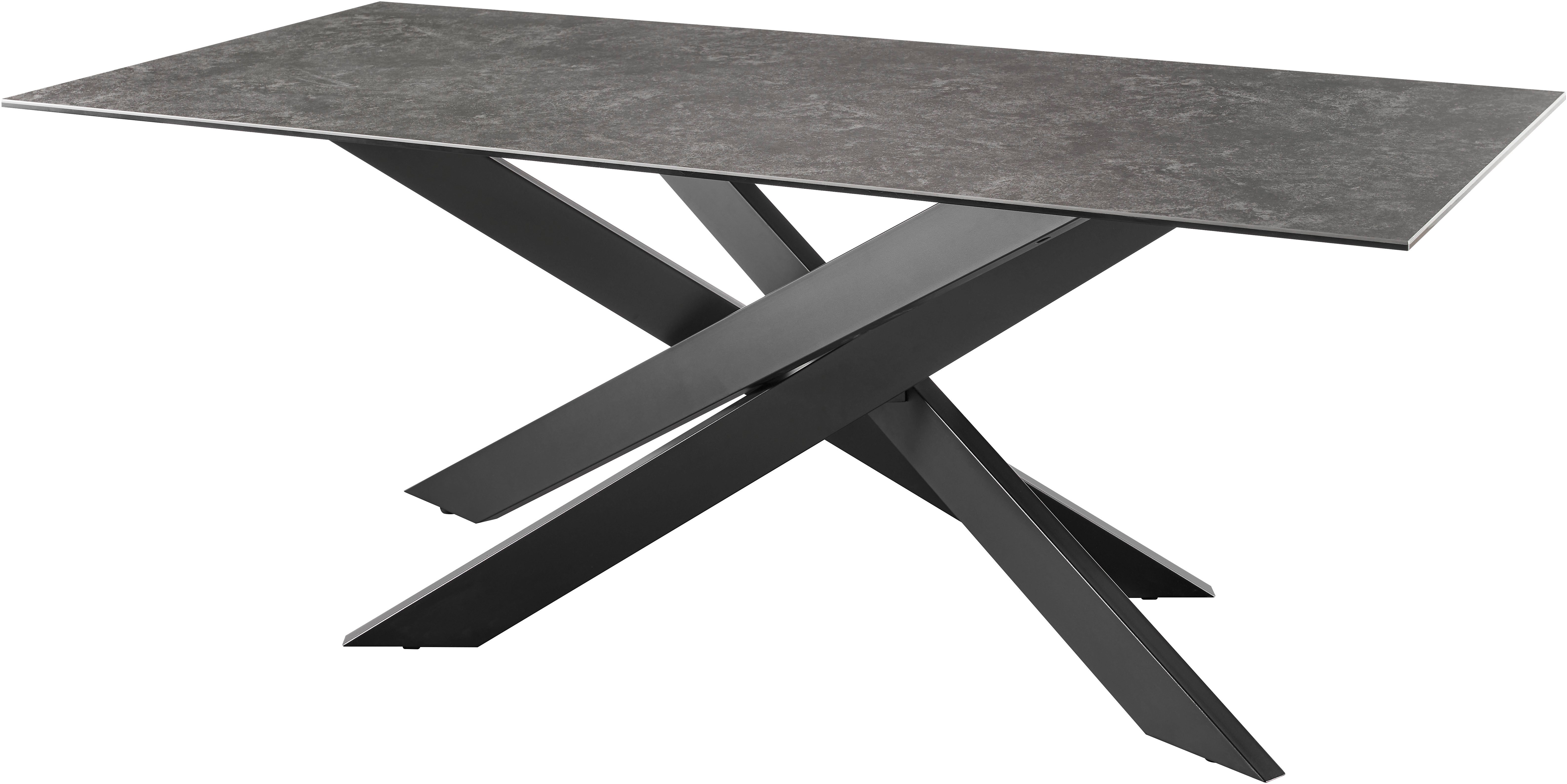 set one by Musterring Esstisch Baltimore, Platte aus Glas-Keramik, Kreuzfuß in schwarz, Länge 200 cm