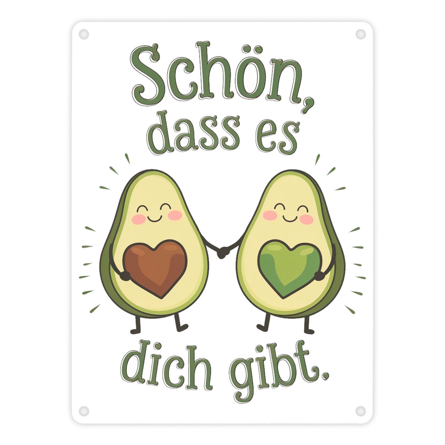 speecheese Metallschild Avocado Herzkerne Metallschild in 15x20 cm Schön dass es Dich gibt