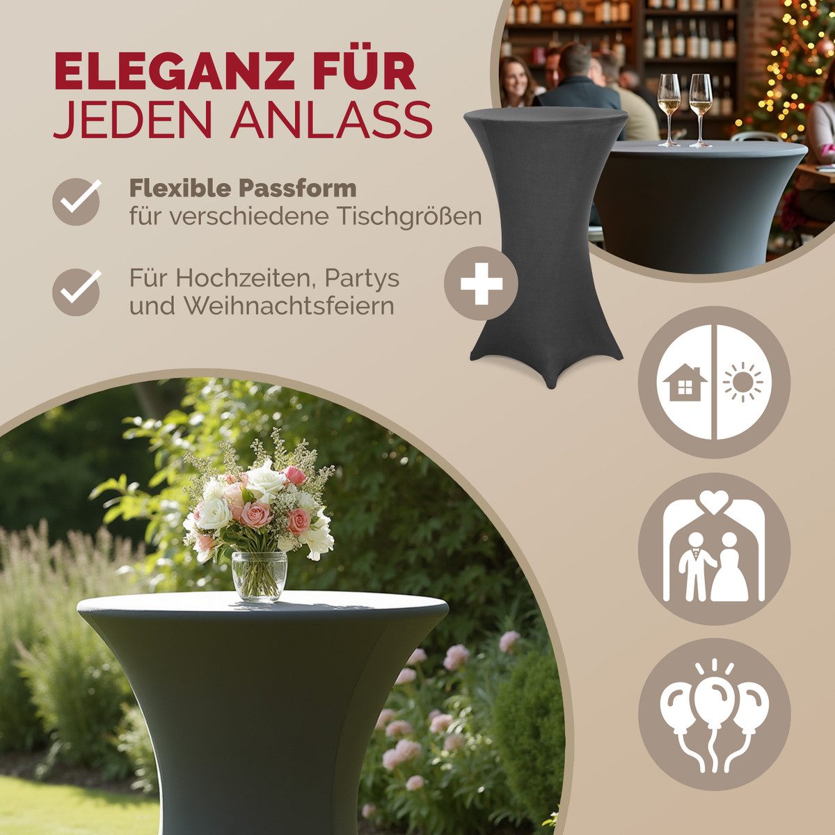 Detex Stehtischhusse, Flexibel Passform, 30° waschbar, günstig online kaufen